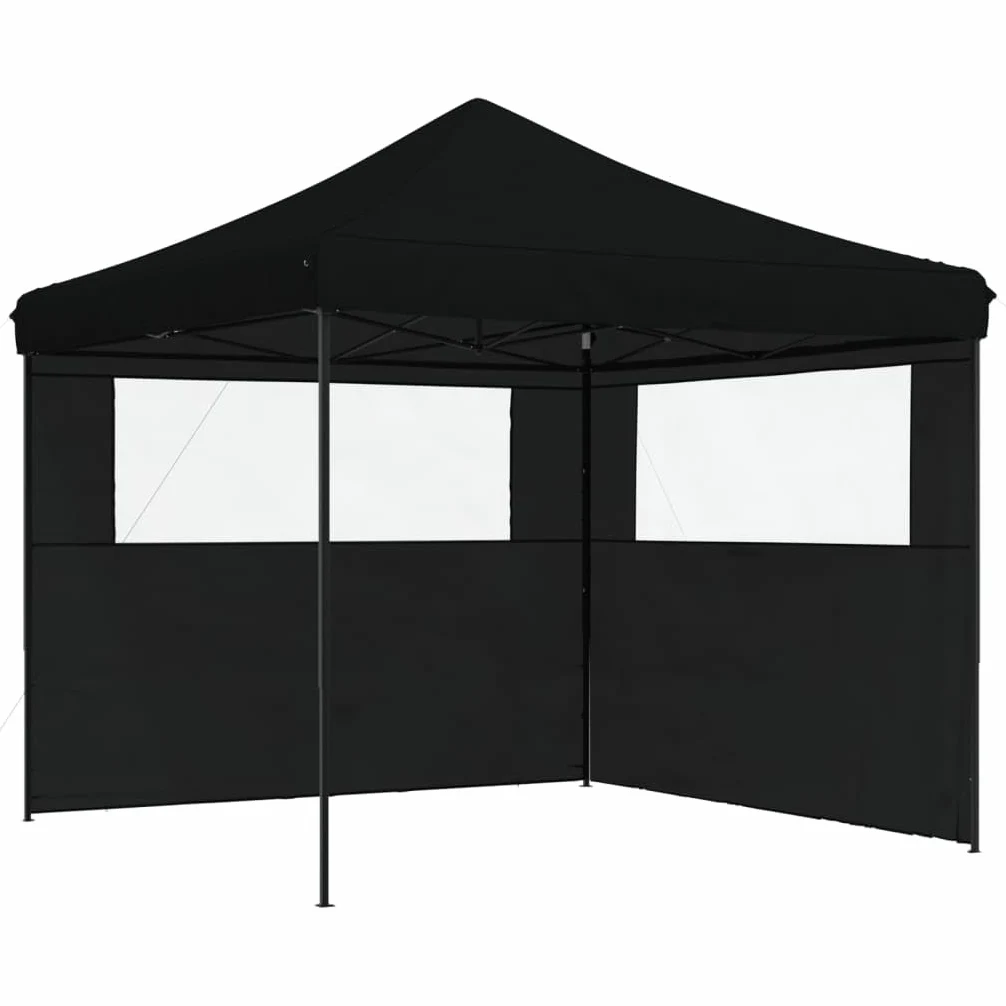 vidaXL Tienda de Fiesta Plegable Pop-Up con 2 Paredes Laterales Negra, Tienda, Tienda de jardín, cenador de Camping, toldo cenador, cenador toldo