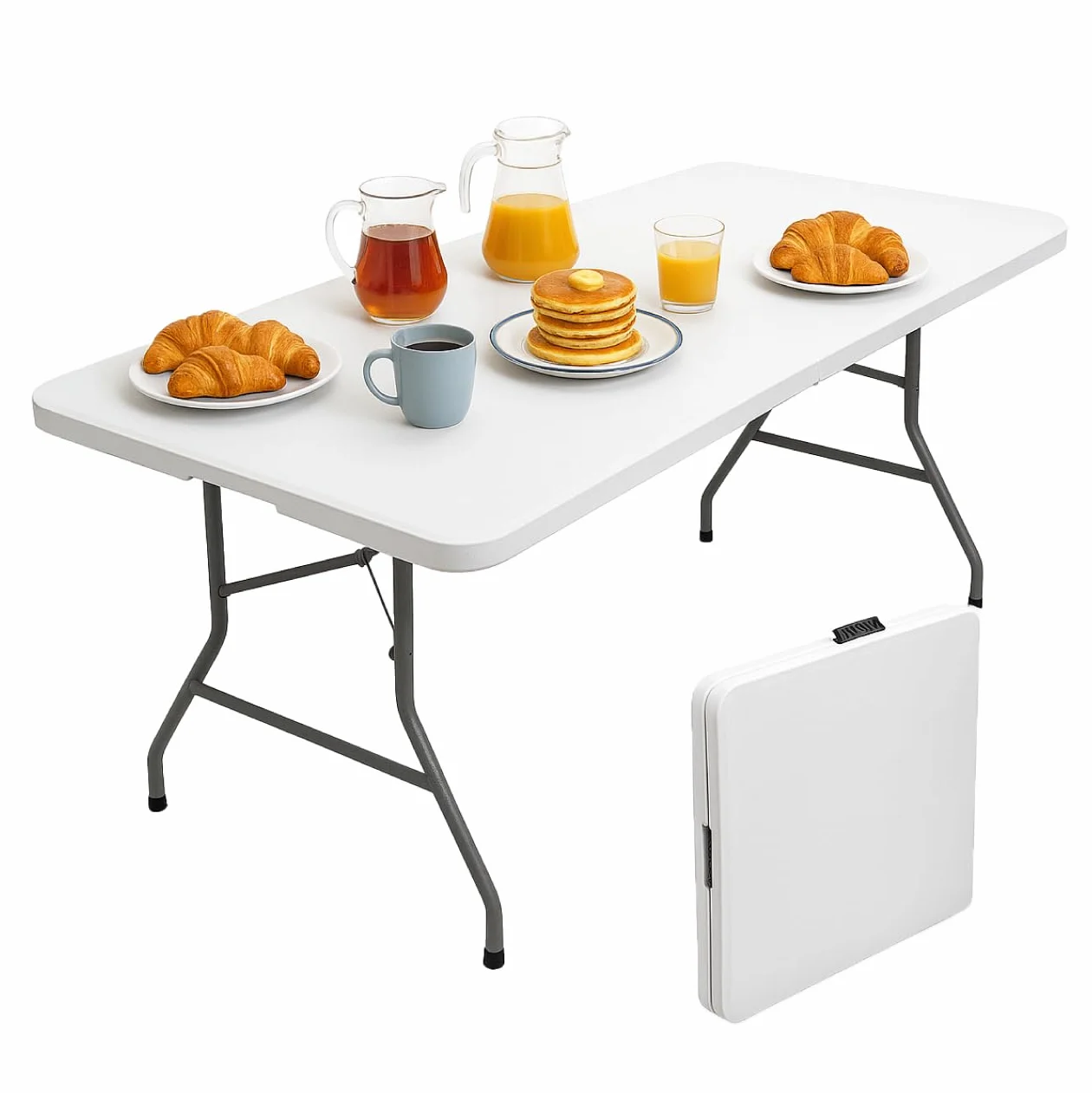 Brigros - Mesa Plegable de jardín Mesa de Camping, Buffet, Cocina | Mesas Plegables en maletín con asa Que Ahorra Espacio (180 x 70 x 74)