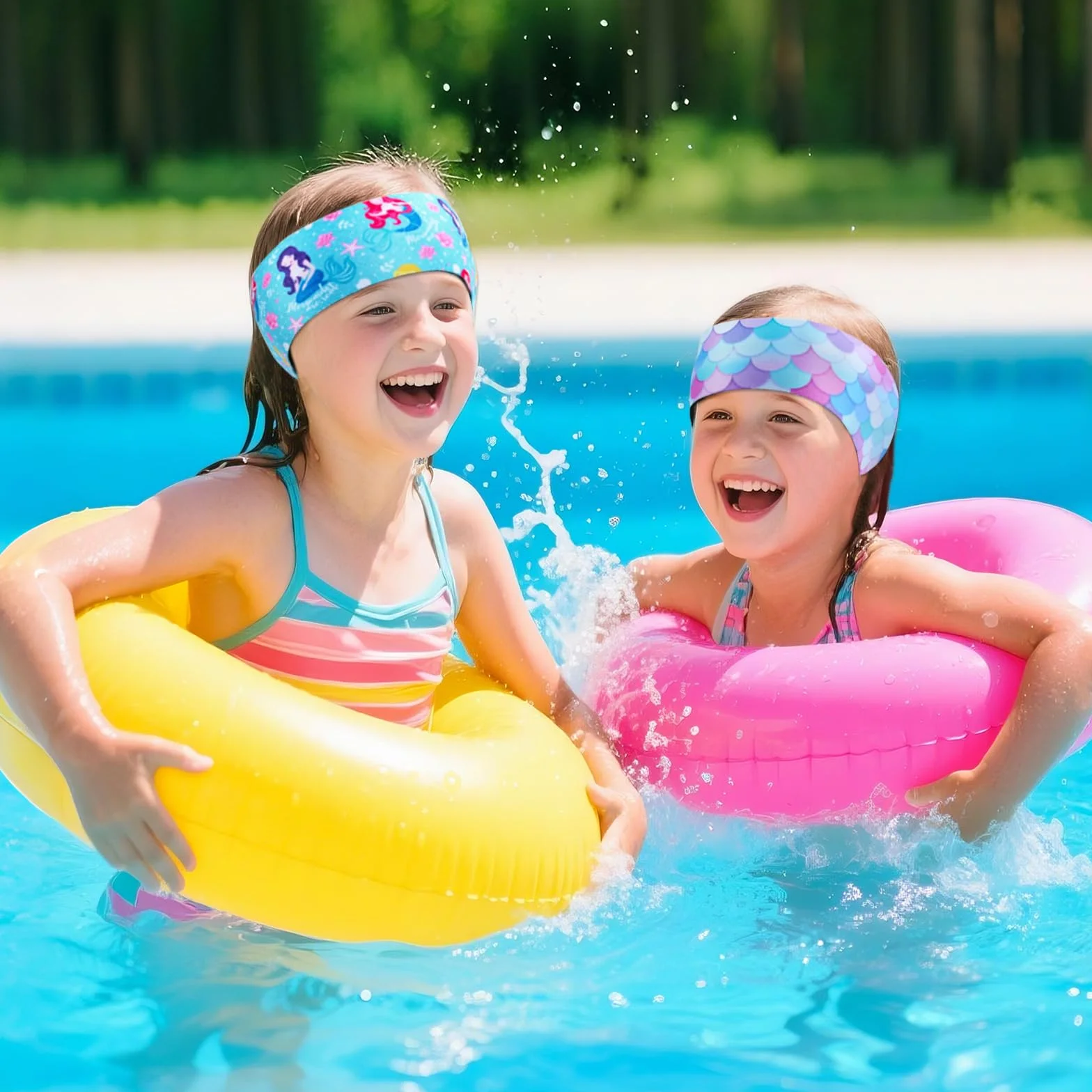 Diadema de Natación Impermeable Ajustable para Niños 2 PCS - Cinta para Nadar Surfear Ducharse