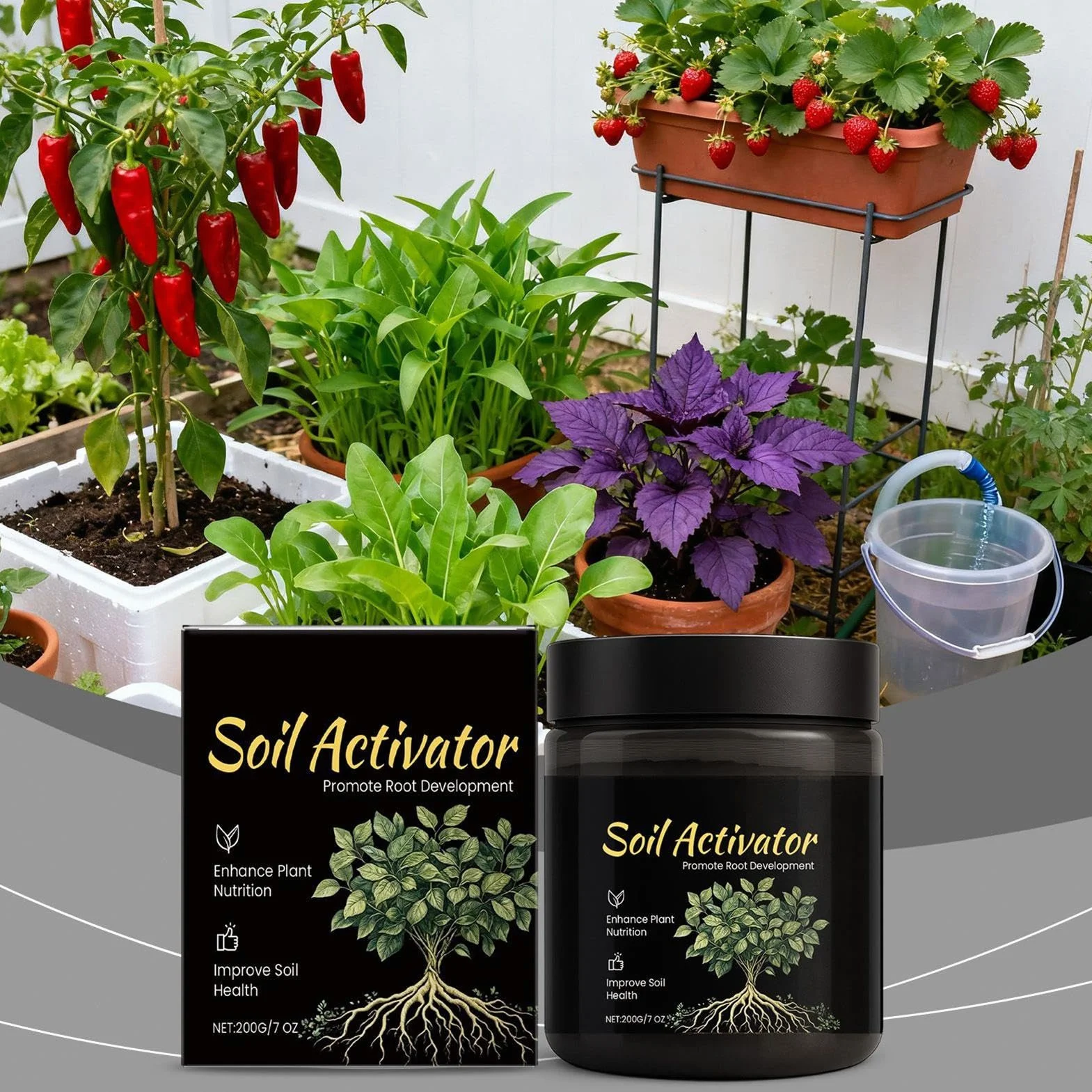 Activador de Suelo - Suave, Seguro y Fácil de Usar para Principiantes | Revitalizador de Suelo para Plantas,para Césped, Patio, Balcón, Terraza, Jardín, y Más