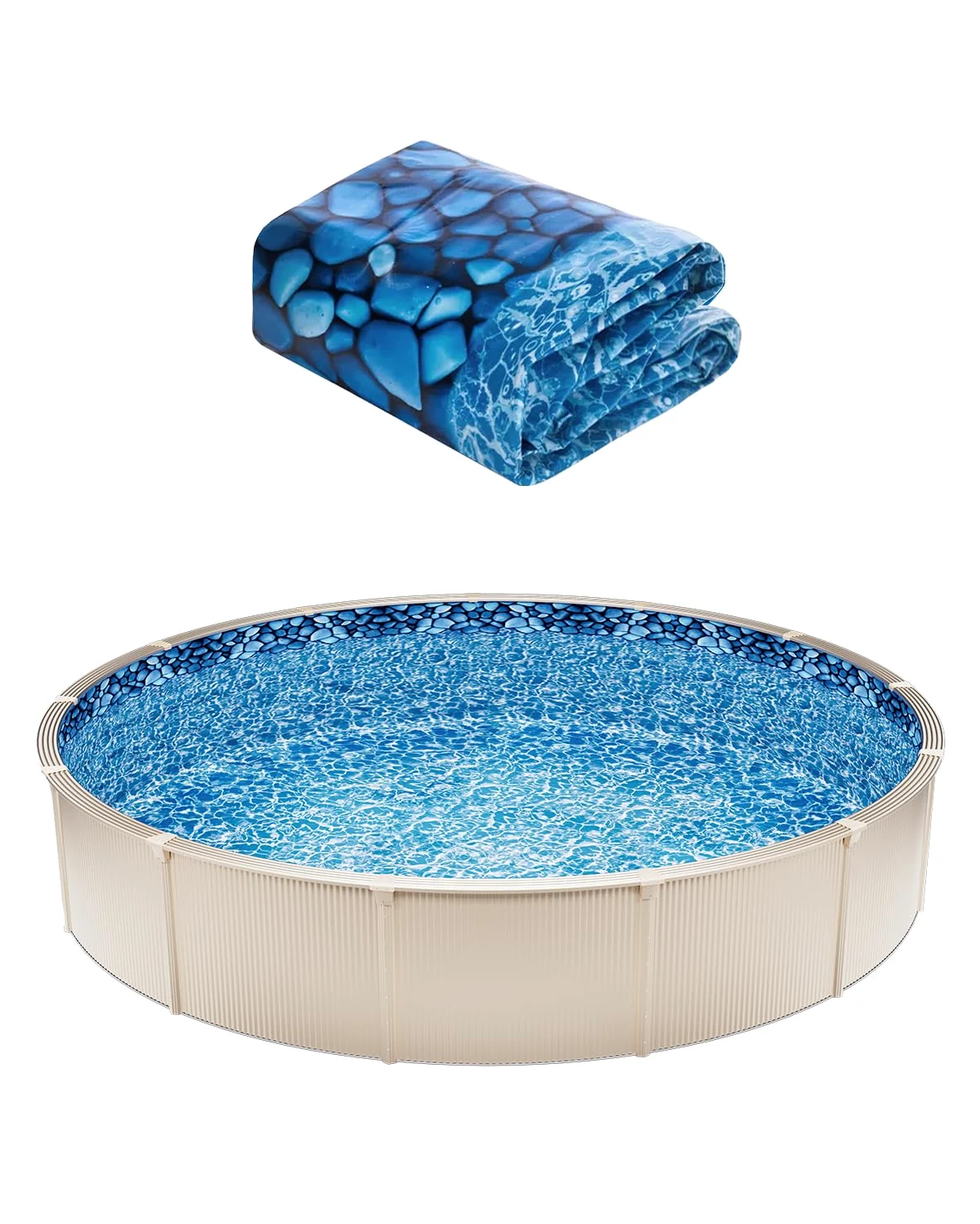 VEVOR Revestimiento para Piscina Elevada 244 cm Redonda Cubierta para Piscinas Superpuestos Vinilo de Calibre Estándar Altura de Pared 122-137 cm Diseñado para Piscinas Elevadas con Lados de Acero