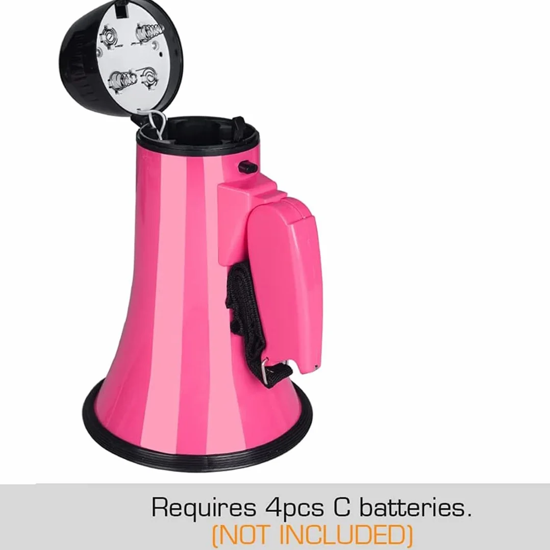 Altavoz Megáfono Compacto 25 Vatios PA Bullhorn con Sirena, Grabadora, Abrebotellas Rosa