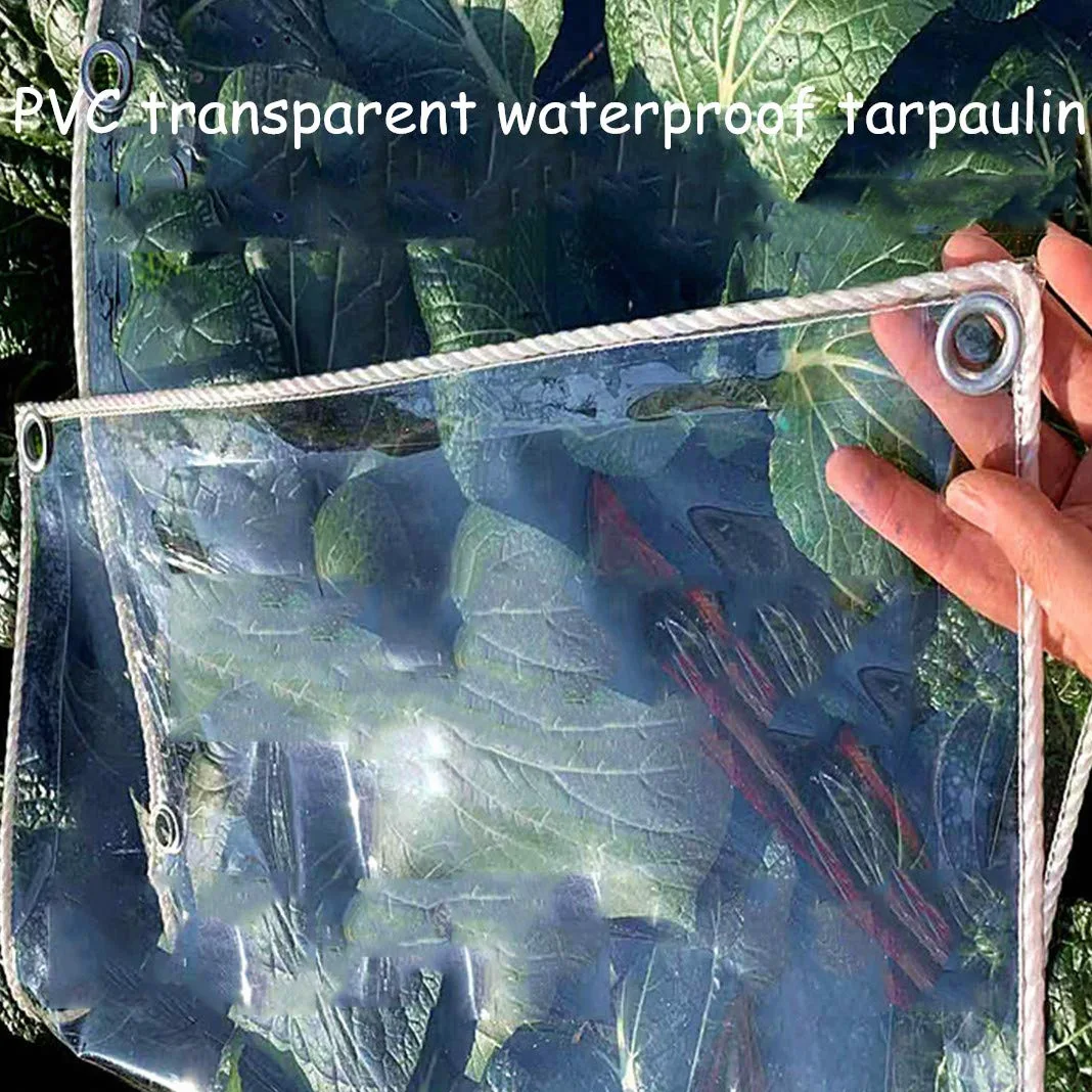 Lona Impermeables Exterior Transparente,Prueba de Polvo Tela Cubierta,Película PVC 0.35mm,Prueba de Lluvia Toldos de Plantas,Lona de Protección For Invernadero Jardín,con Ojales(2x4m/6.6x13ft)