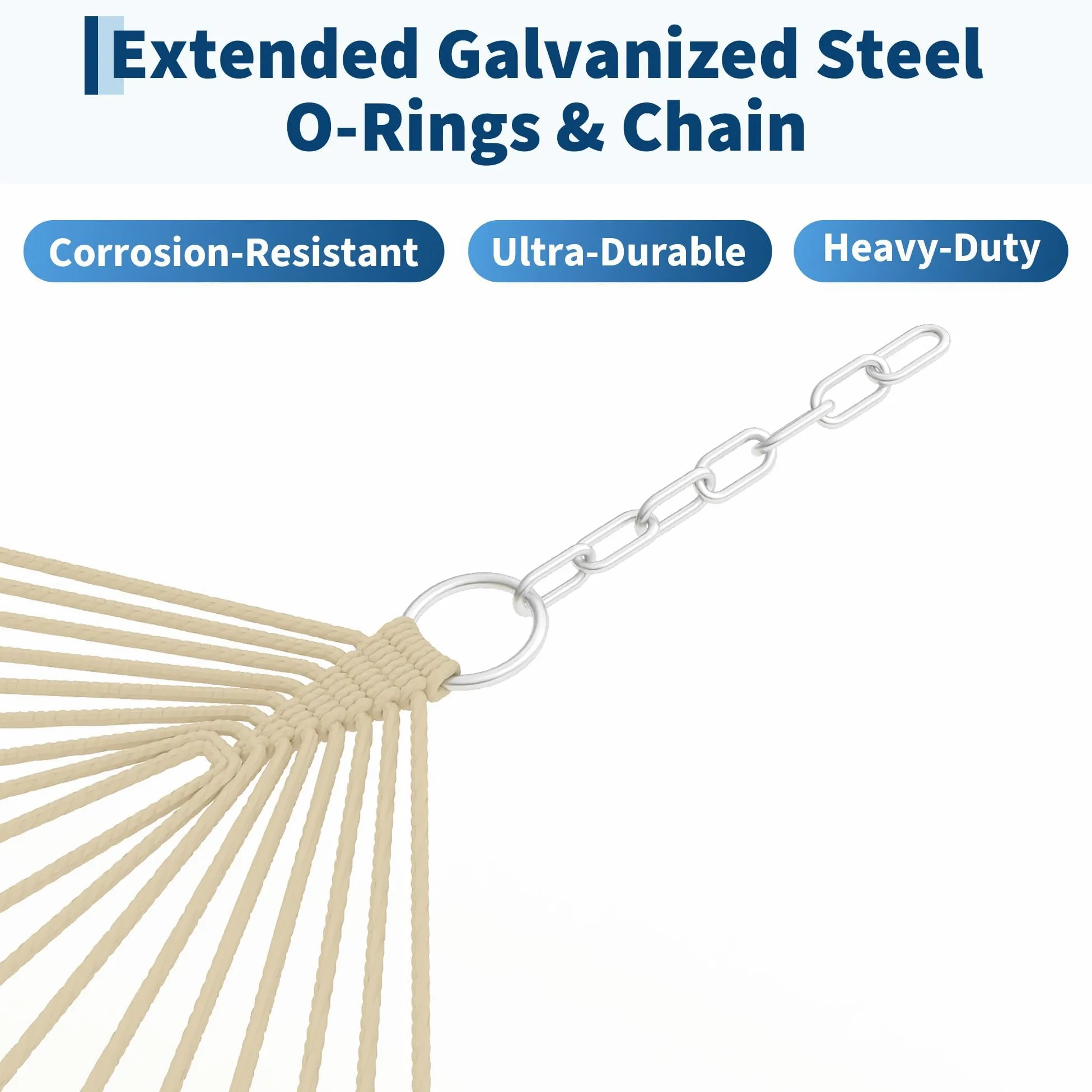 Garvee Hamaca Doble De Cuerda De Yute para Exteriores – Ergonómica con Cojín Extraíble y Resistencia Al Clima para Jardín, Patio o Playa – hasta 204 kg (Amarillo Marrón)