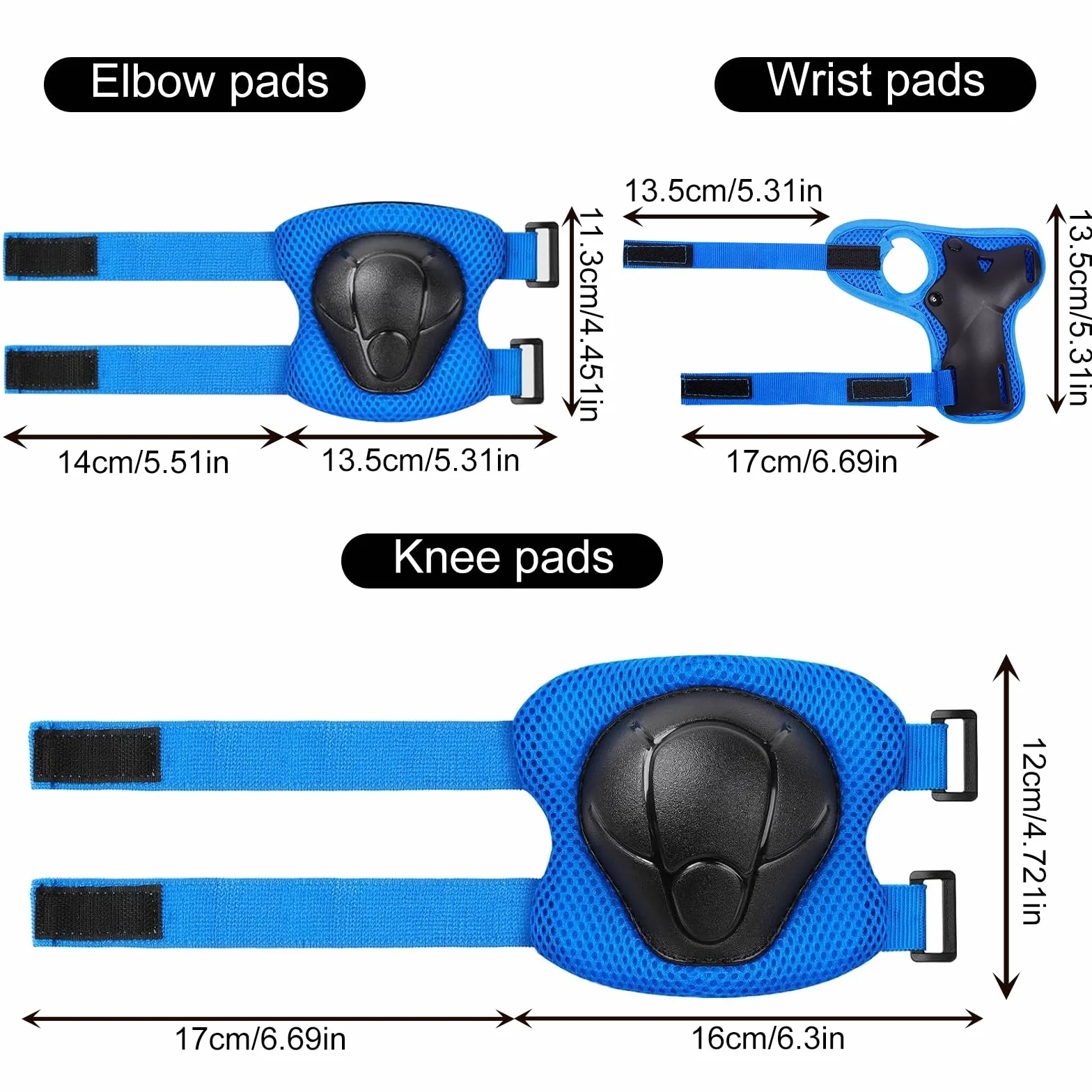 Zorplex Juego de 6 Protecciones Infantiles, Rodilleras Coderas Muñequeras para Patines Ciclismo Monopatín