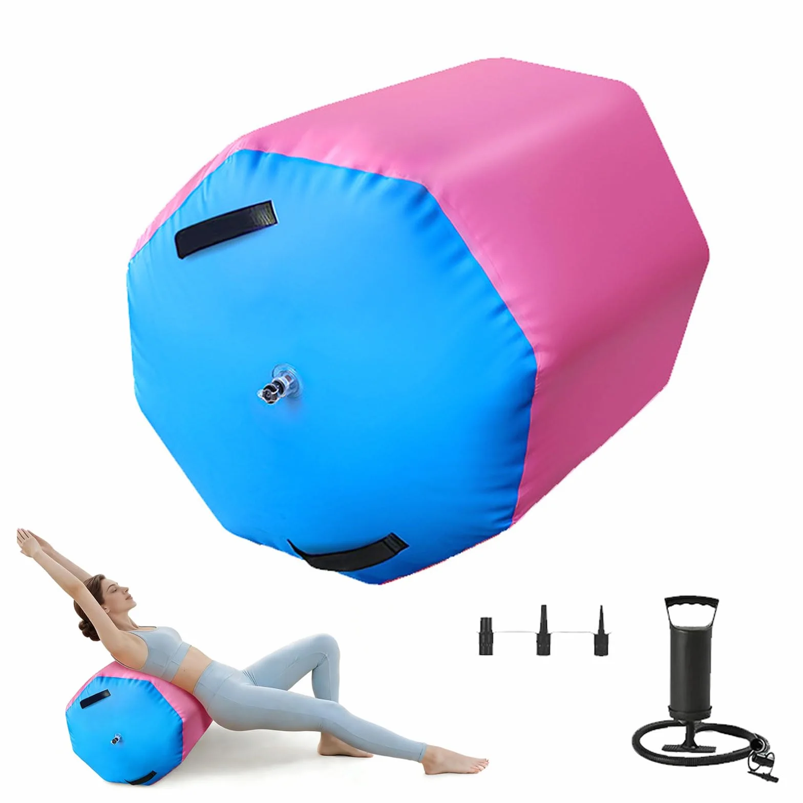 Colchoneta de yoga inflable 80x100 cm con bomba de aire para gimnasio y fitness