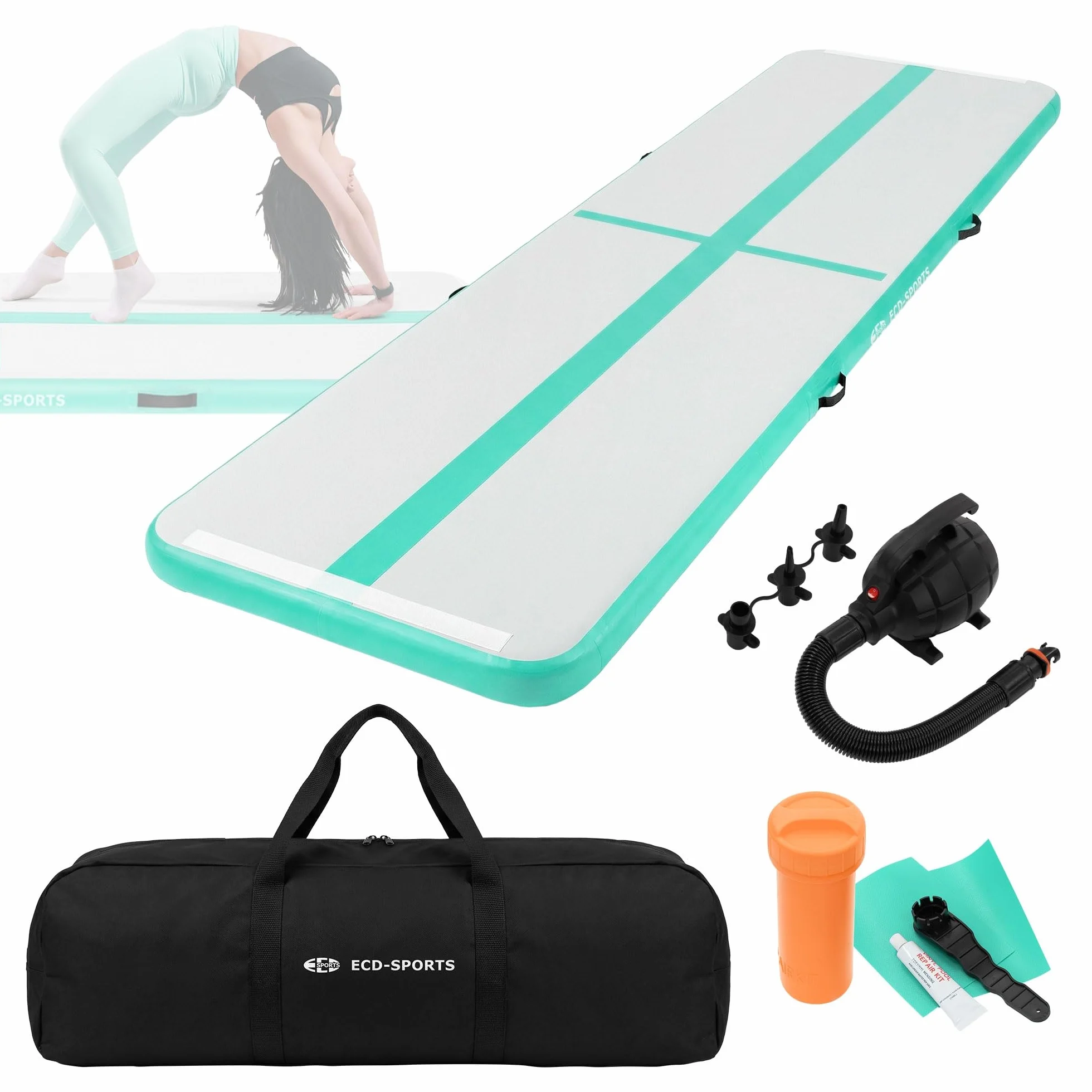 ECD Germany Colchoneta de Gimnasia Artística Airtrack 3m 4m 5m Esterilla Hinchable Tumbling 10cm Grosor con Bomba Eléctrica