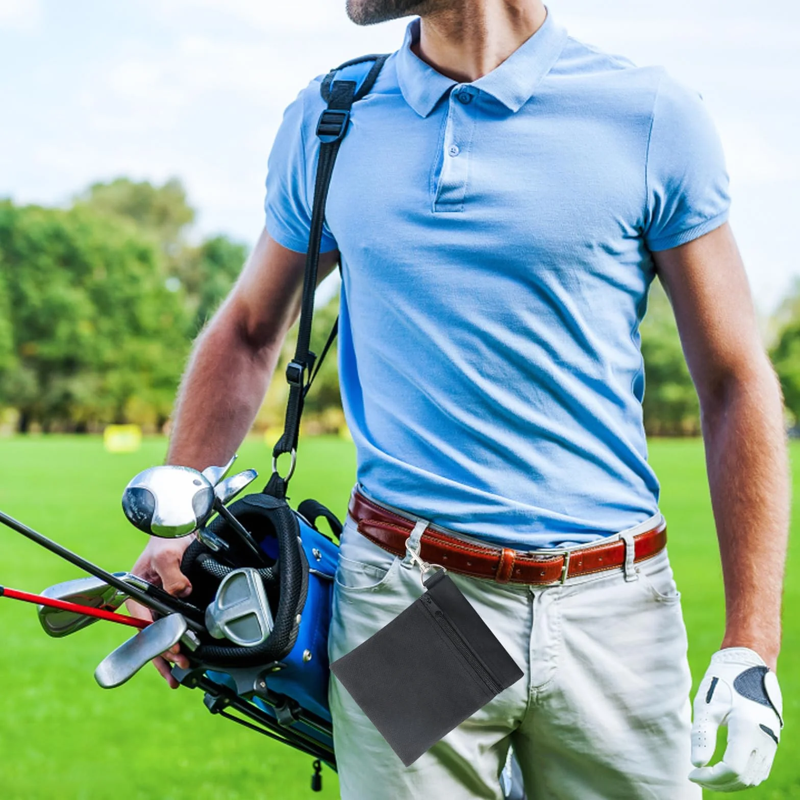Bolsa para Pelotas de Golf con Cremallera y Clip de Metal