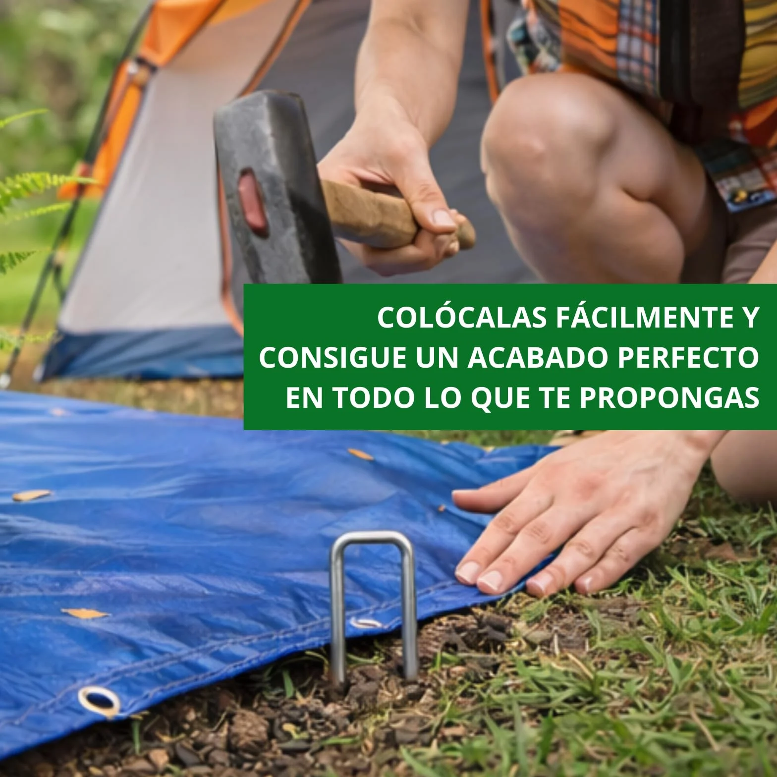 PLANTAWA Piquetas de Metal 100 Unidades | Anclaje para césped Artificial, Malla antihierbas y Lonas de jardín | Fijación Resistente, instalación rápida y sujeción Estable en Todo Tipo de terrenos