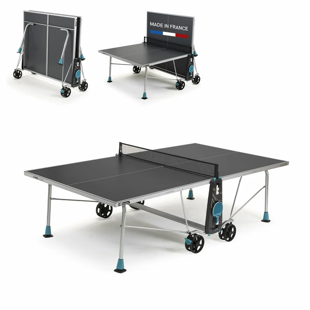 CORNILLEAU Mesa de Ping Pong Exterior 200 x Exterior Laminado 5 mm FFTT Compact Technology SOFTMAT Azul Gris