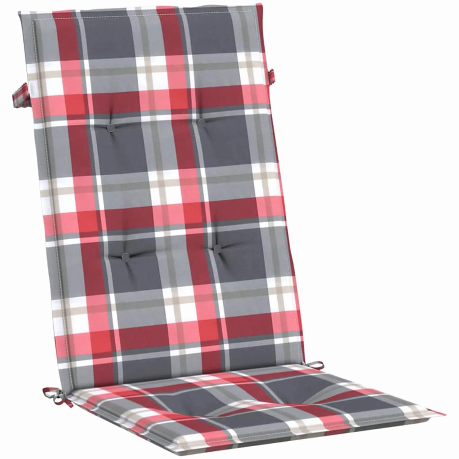 LAPOOH Cojín Silla jardín Respaldo Alto 4 uds Cuadros Rojo 120x50x3 cm, Cojines para Butacas De Jardin, Cojines Sillas Cocina, Cojines para Sillas De Terraza, Cojin Silla Exterior