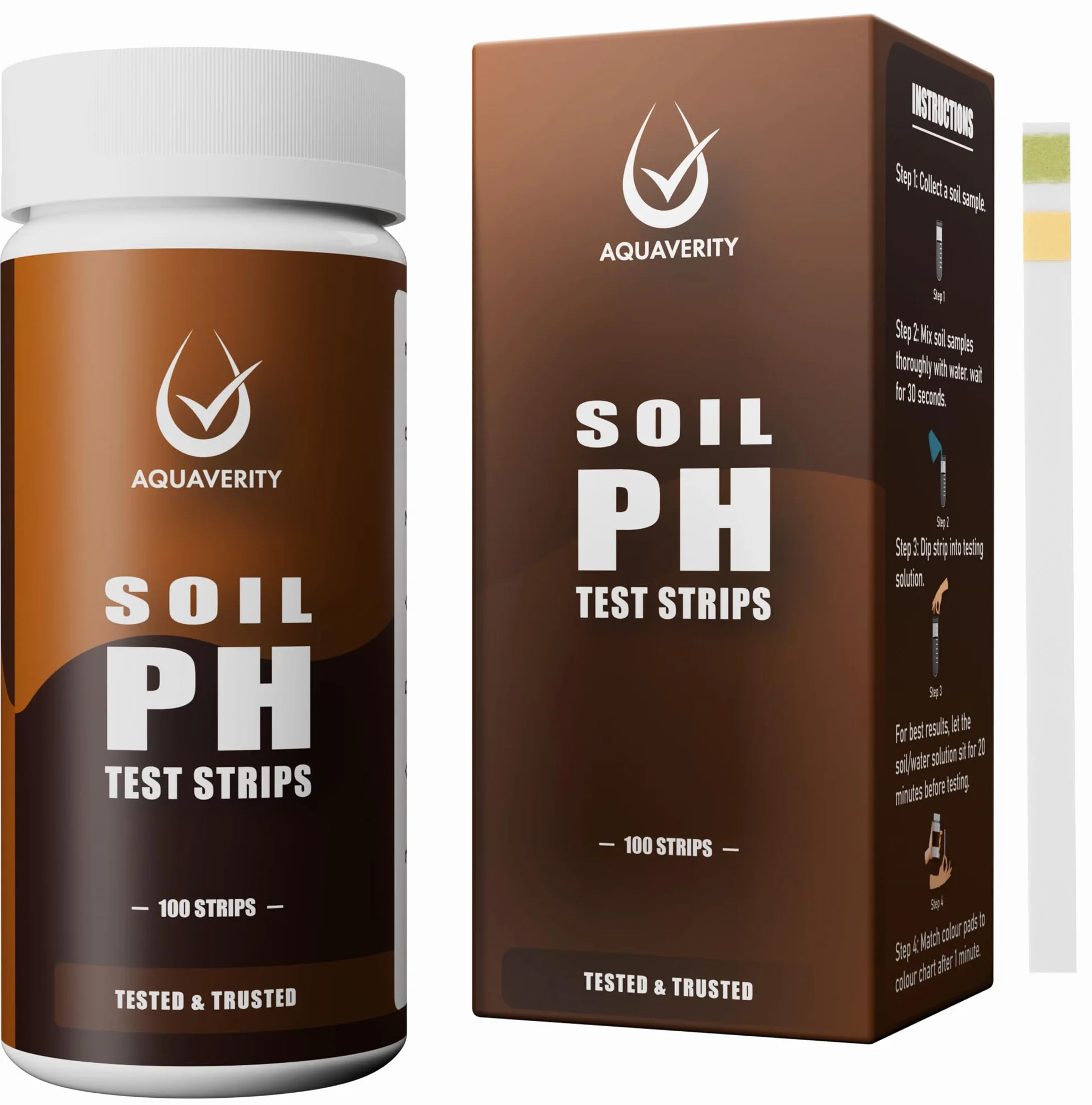 Kit de prueba de suelo: 100 tiras de prueba de pH del suelo (rango 3-9) pruebas de pH rápidas y precisas para jardín, césped y plantas | Tiras probadoras de pH fáciles de