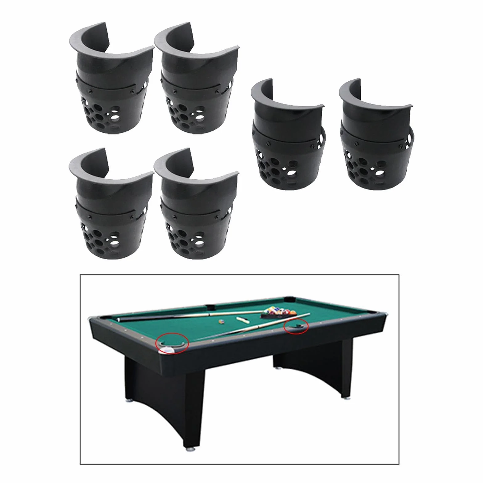 LOVIVER 6 Bolsillos de Billar para Mesa de Billar, Bolsillos de Red, Color Negro