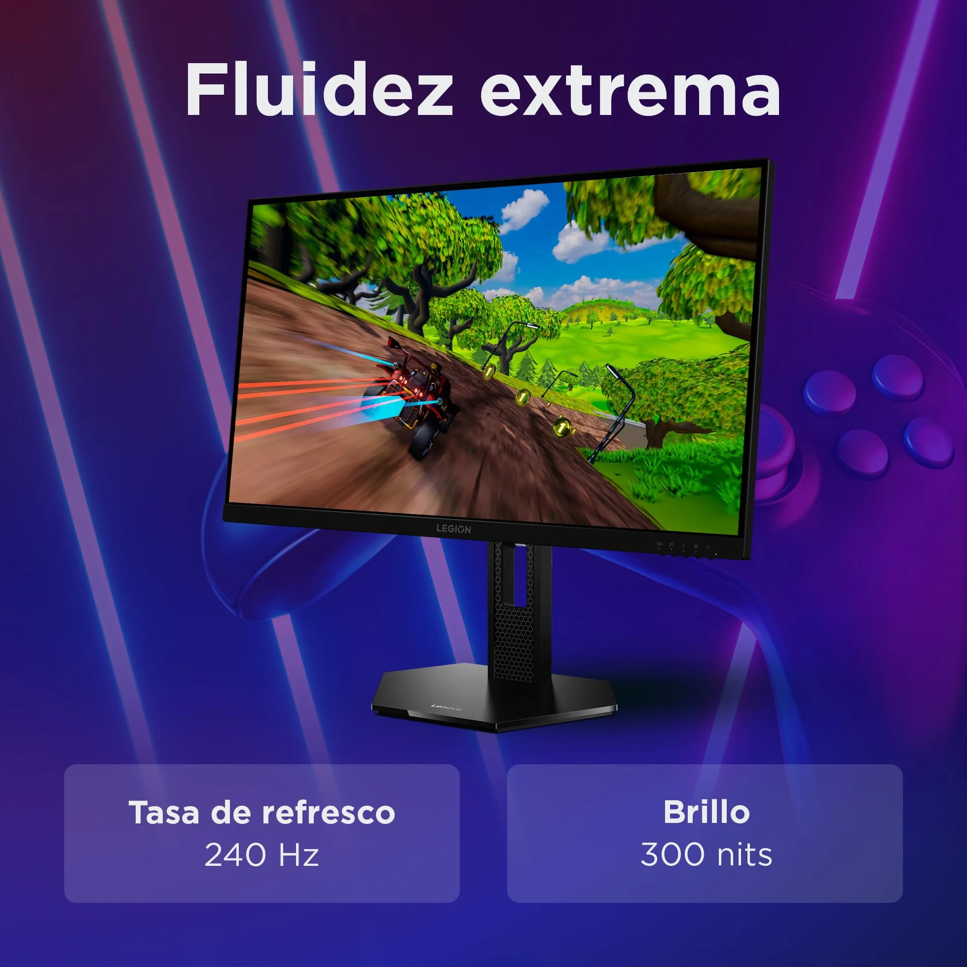 Lenovo Legion 27Q-10 27" Monitor Gaming QHD IPS 240 Hz 0.5 ms HDMI 2.1 DP 1.4 G-Sync FreeSync Premium Negro