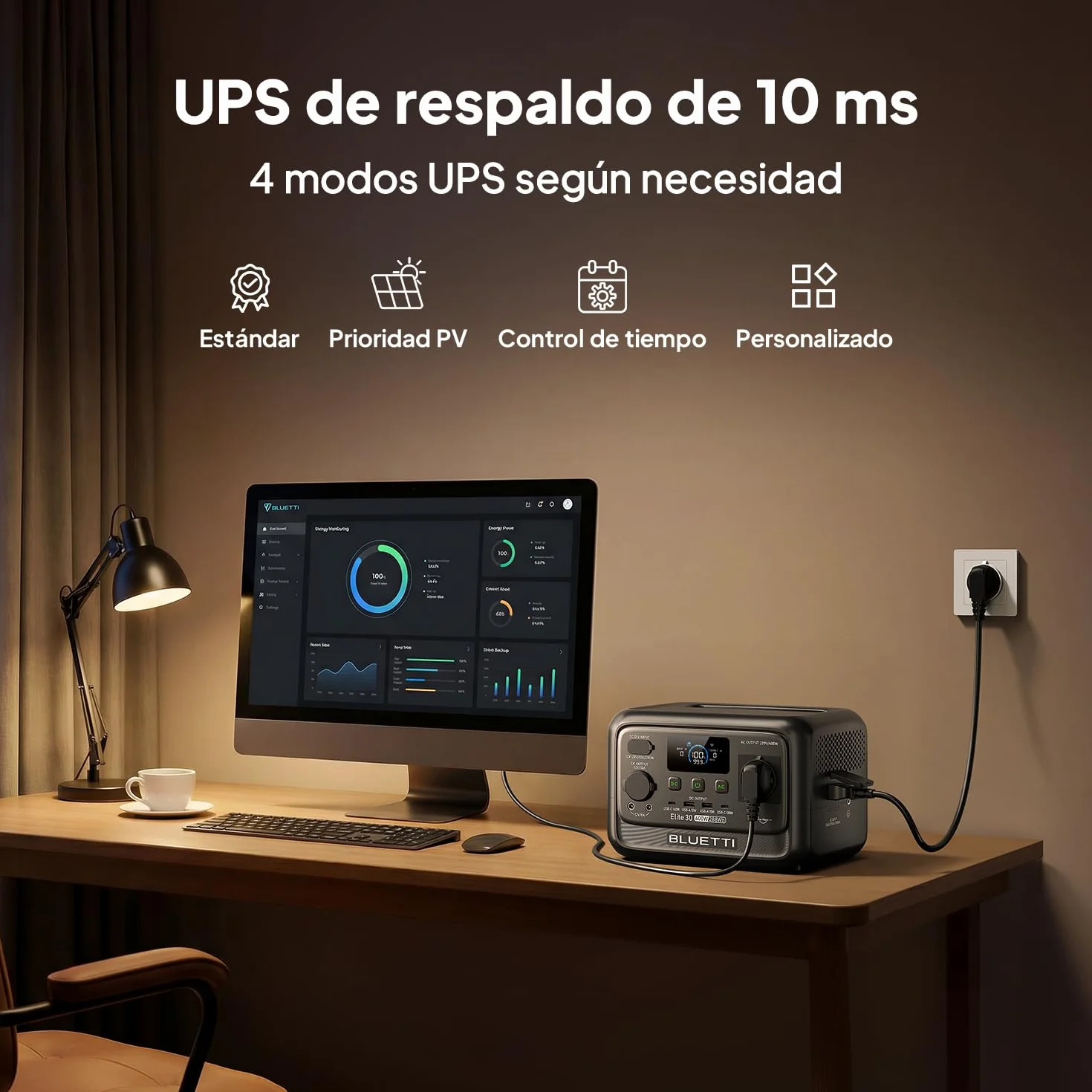 BLUETTI Elite 30 V2 Estación de Energía Portátil, Generador Solar de 288Wh, 600W Salidas CA (Power Lifting 1500W), Batería LiFePO4 de Carga Rápida para Camping, Viajes por Carretera y Cortes de Luz