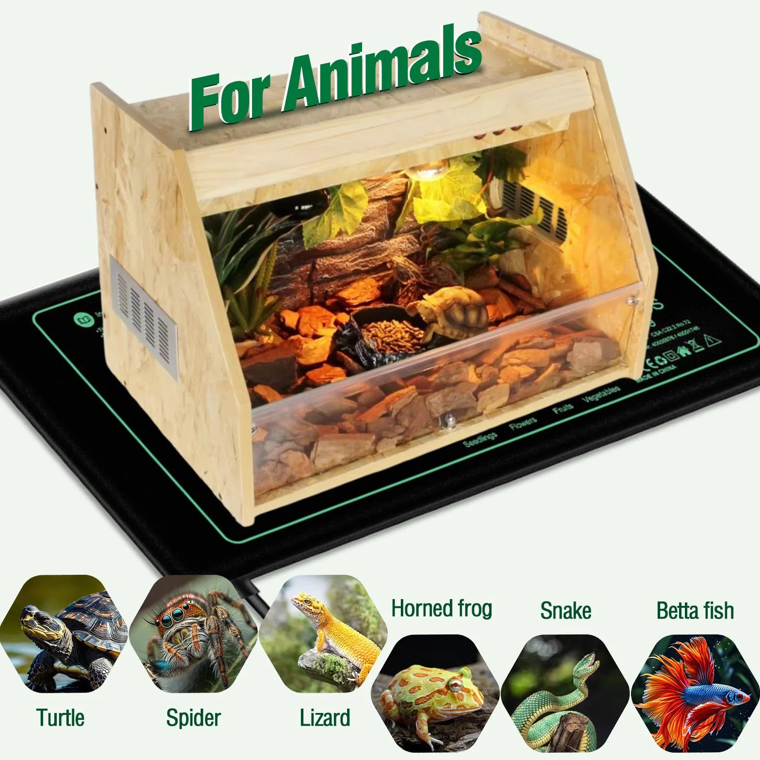 Estera TéRmica para Plantas con Termostato, 50W Alfombrilla Térmica para Plántulas, Acelera Germinación, Ignífugo, IP67 Impermeable, para Mascotas, Reptiles, Plántulas, 54 x 26 cm