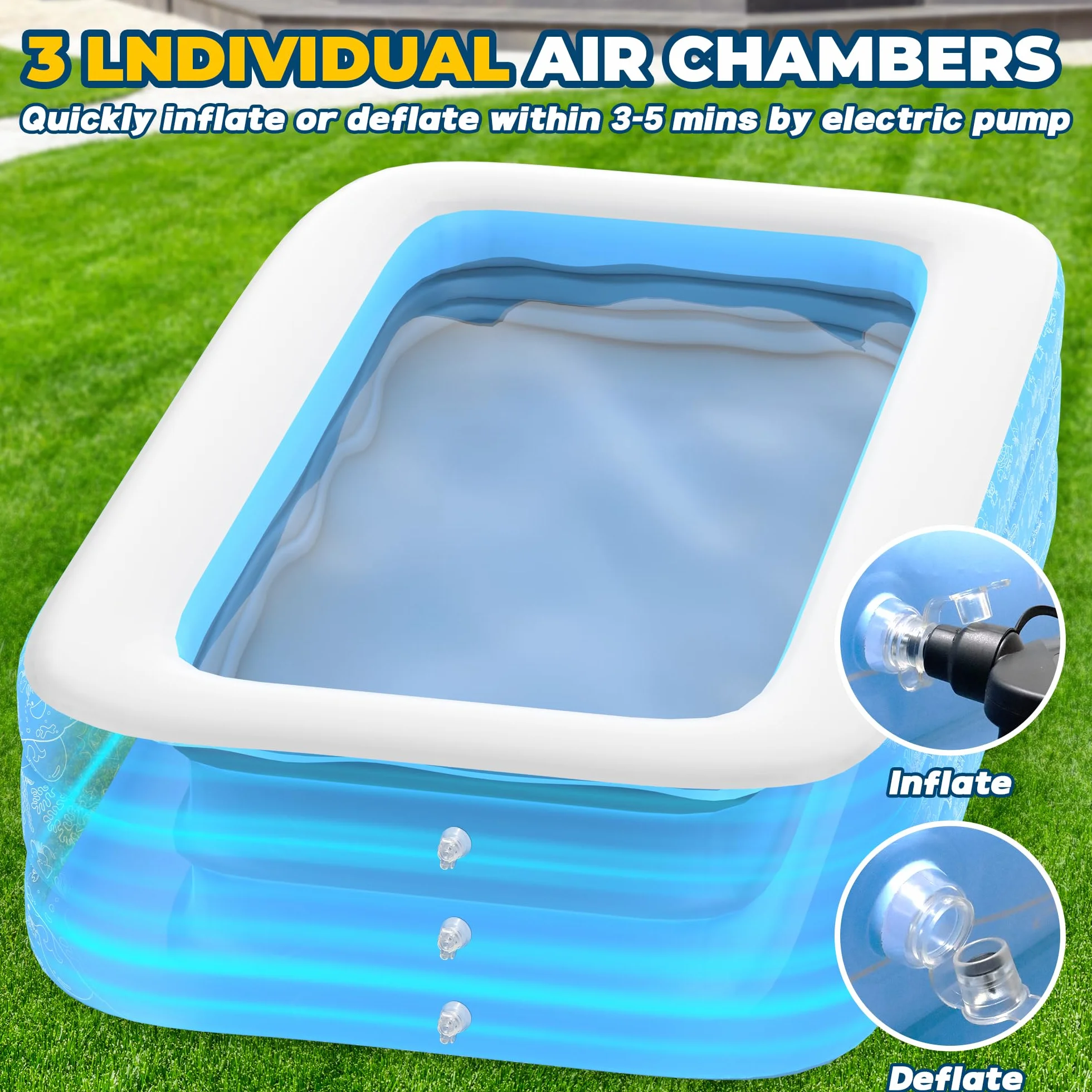 CACSPS Piscinas hinchables, 160 x 102 x 51 cm, Gran piscina hinchable para niños y adultos, Piscina familiar duradera para el ocio, Piscina infantil para jardín, patio trasero o interior