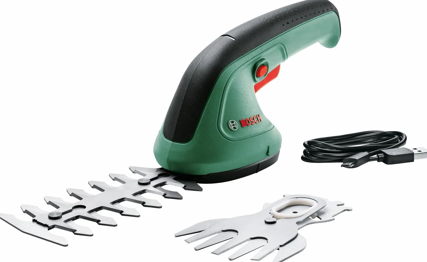 Bosch Tijeras de jardín EasyShear (batería de 3,6 V integrada, tiempo de funcionamiento: 40 min; longitud de cuchilla: 12 cm [setos] / 8 cm [césped], en caja)