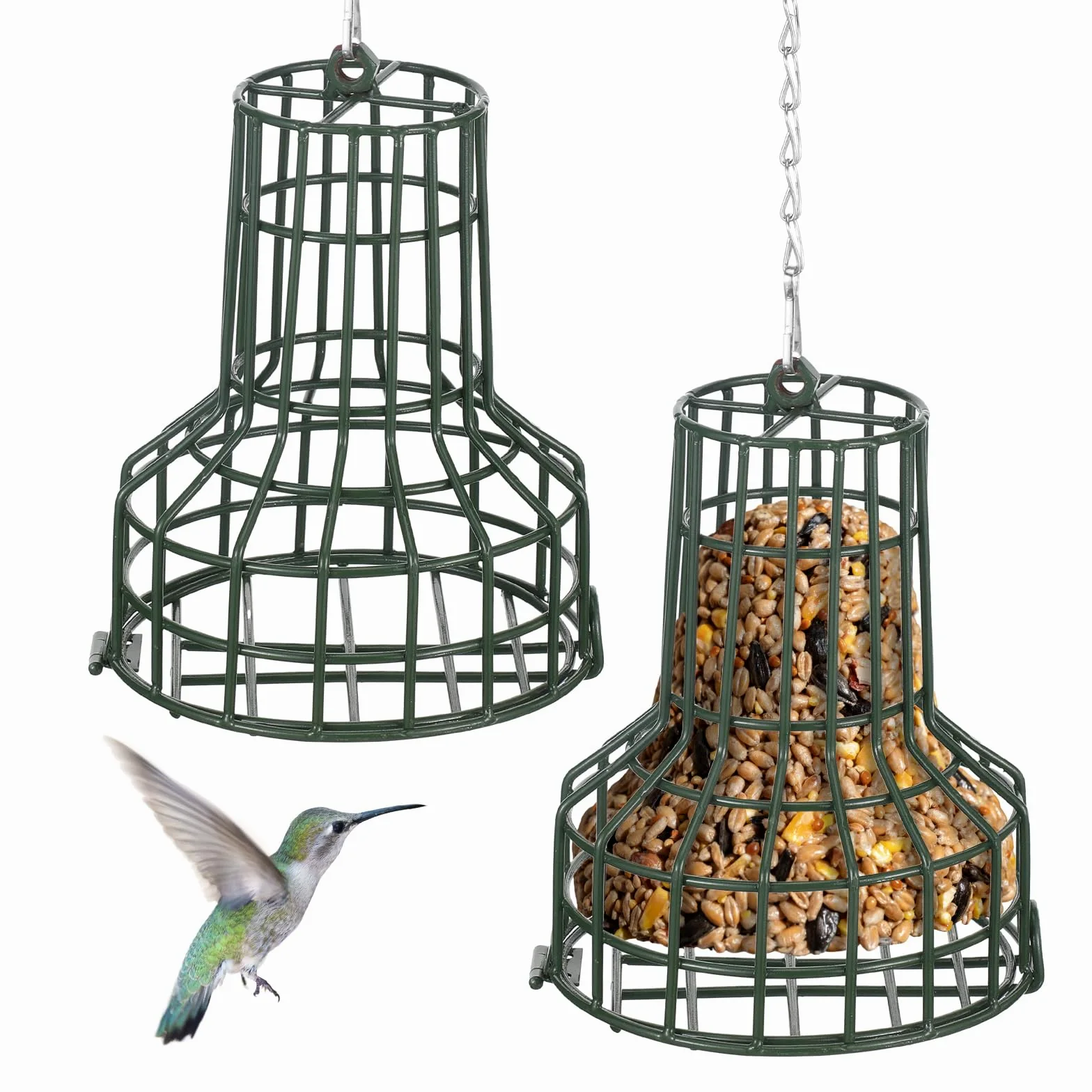 MorningRo Comedero para pájaros silvestres S-8, 2 unidades, para jardín, para exteriores, con cadena de acero inoxidable para pájaros silvestres