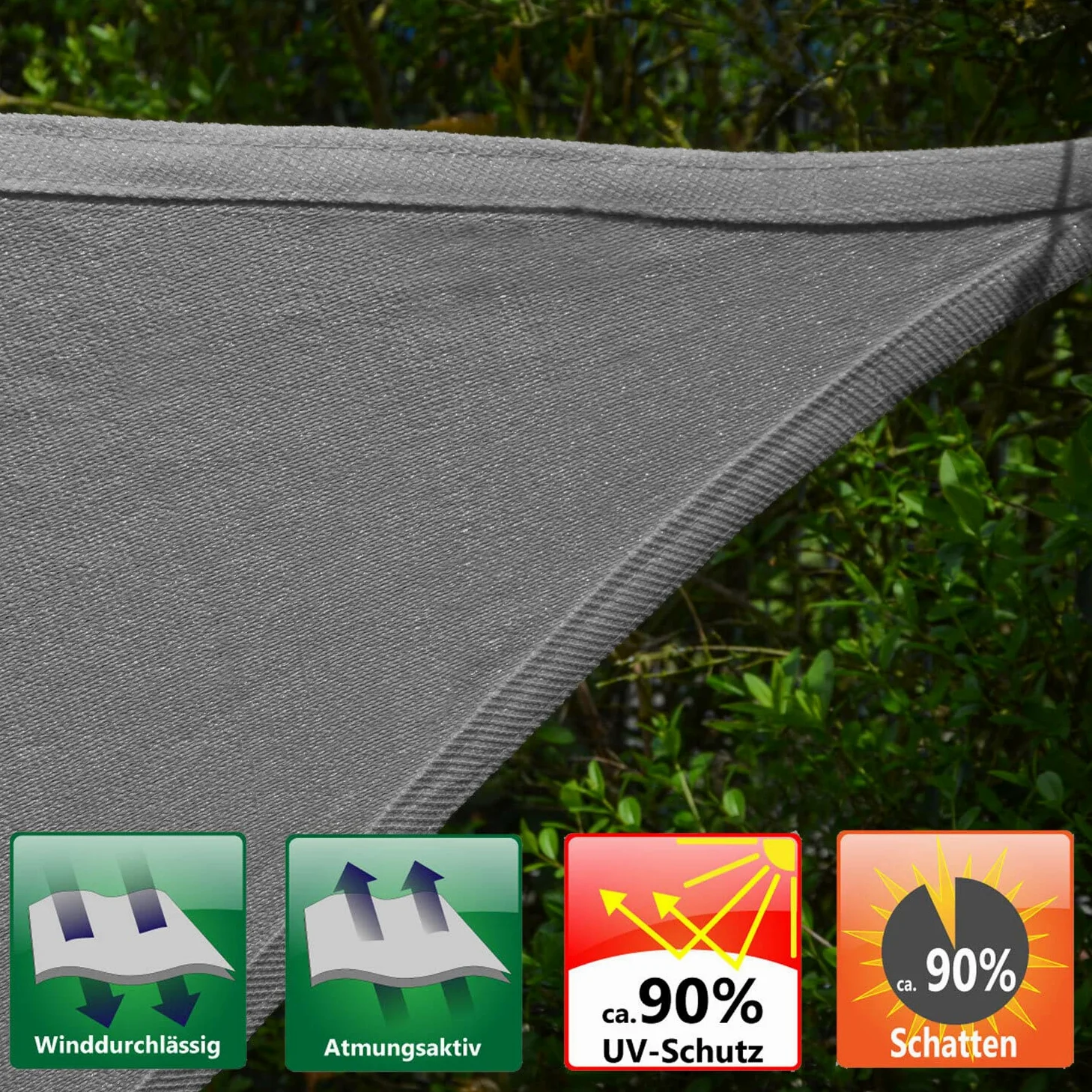 AMANKA Toldo Vela Rectangular 4x4 m - 90% Protección UV - Toldo Permeable para Exterior - Tela Toldo Sombra - Toldo para Pergola - Tela Solar Exterior - Lona Camping Sombra Toldos de Piscinas Toldo 4m