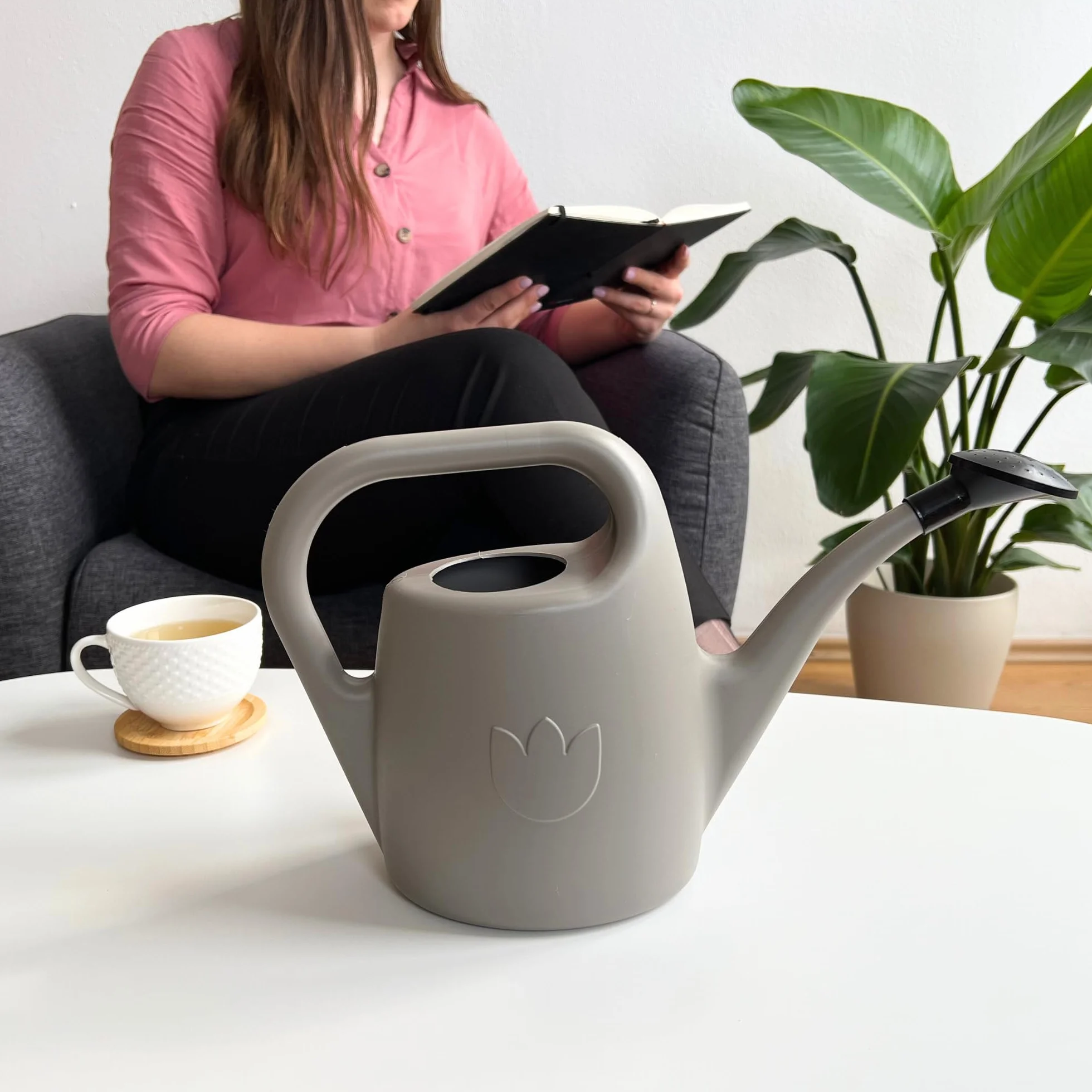 Regadera Pequeña con Alcachofa para Plantas de Interior 2 L – Regadera Plantas con Pico Largo para Riego Fácil – Regaderas Jardín de Plástico, Topo