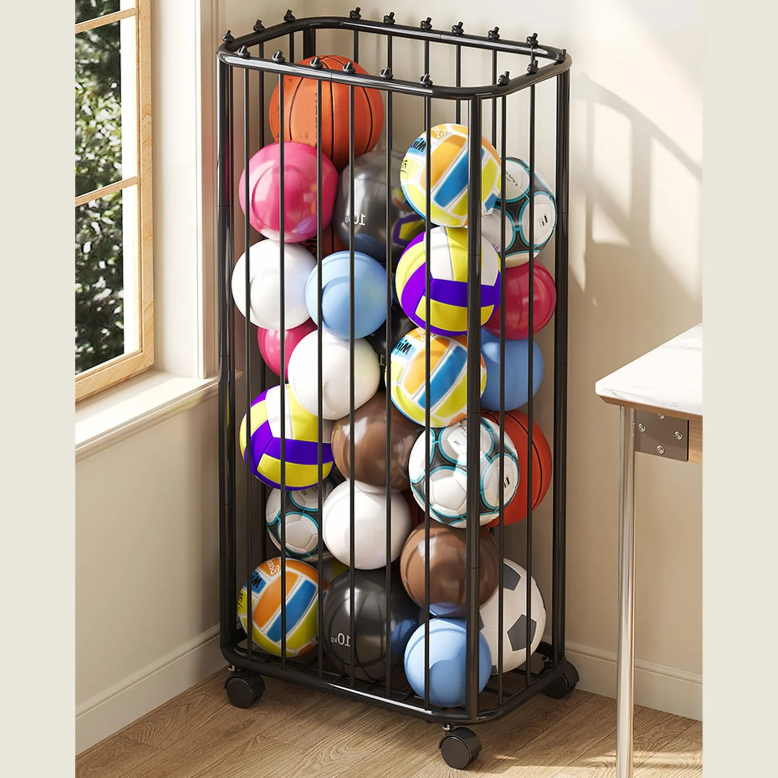 Fockety Almacenamiento de Pelotas en el Garaje, Soporte Vertical de Bolas de Acero Al Carbono