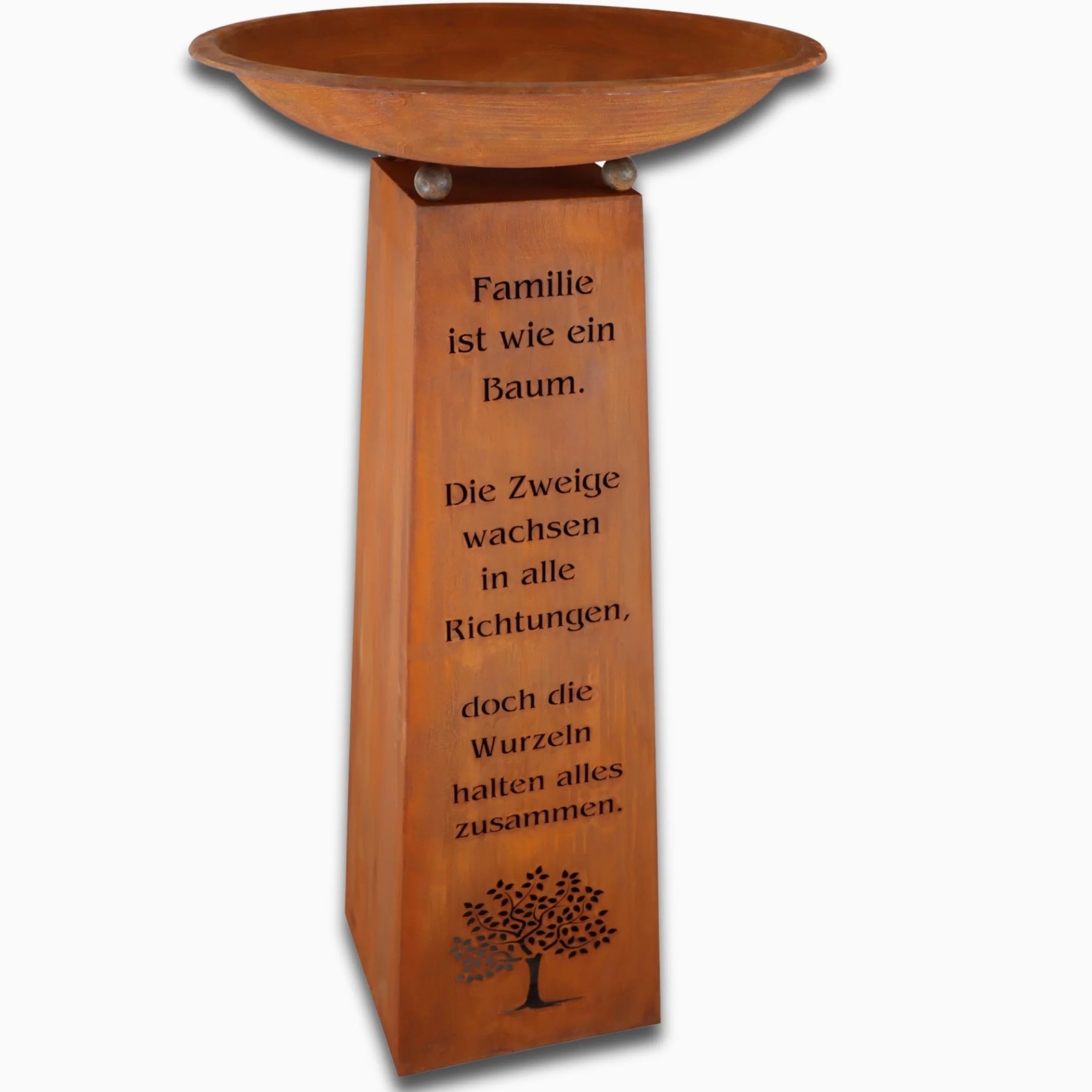 Rostikal Patina Columna con Familias Dicho y Cuenco Decorativo Decoración para Casa y Jardín Columna 1m - Cuenco 60cm Redondo, 60 cm rund