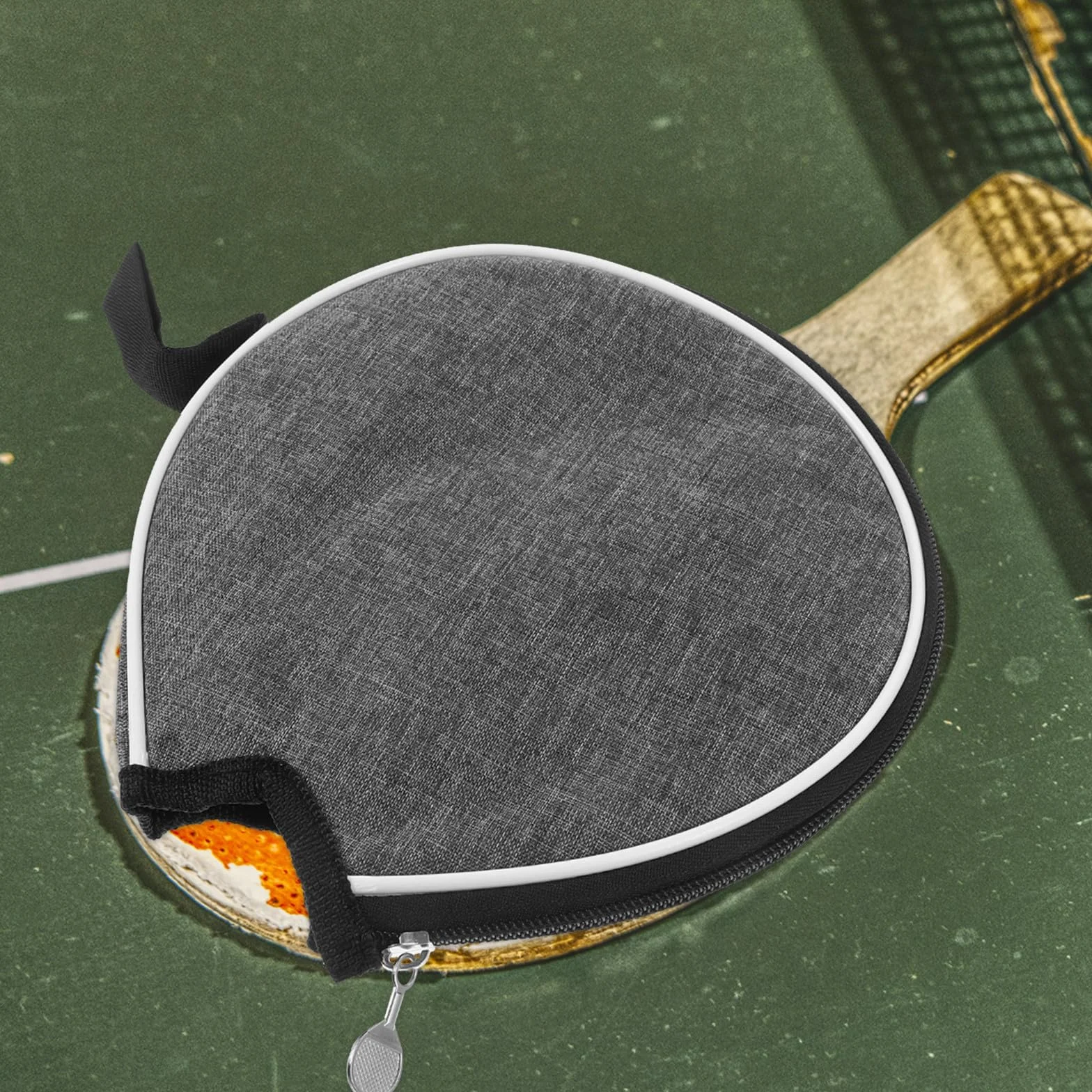 Toyvian Funda para Pala de Tenis de Mesa Semicírculo Gris Bolsa Almacenamiento Raqueta y Balones