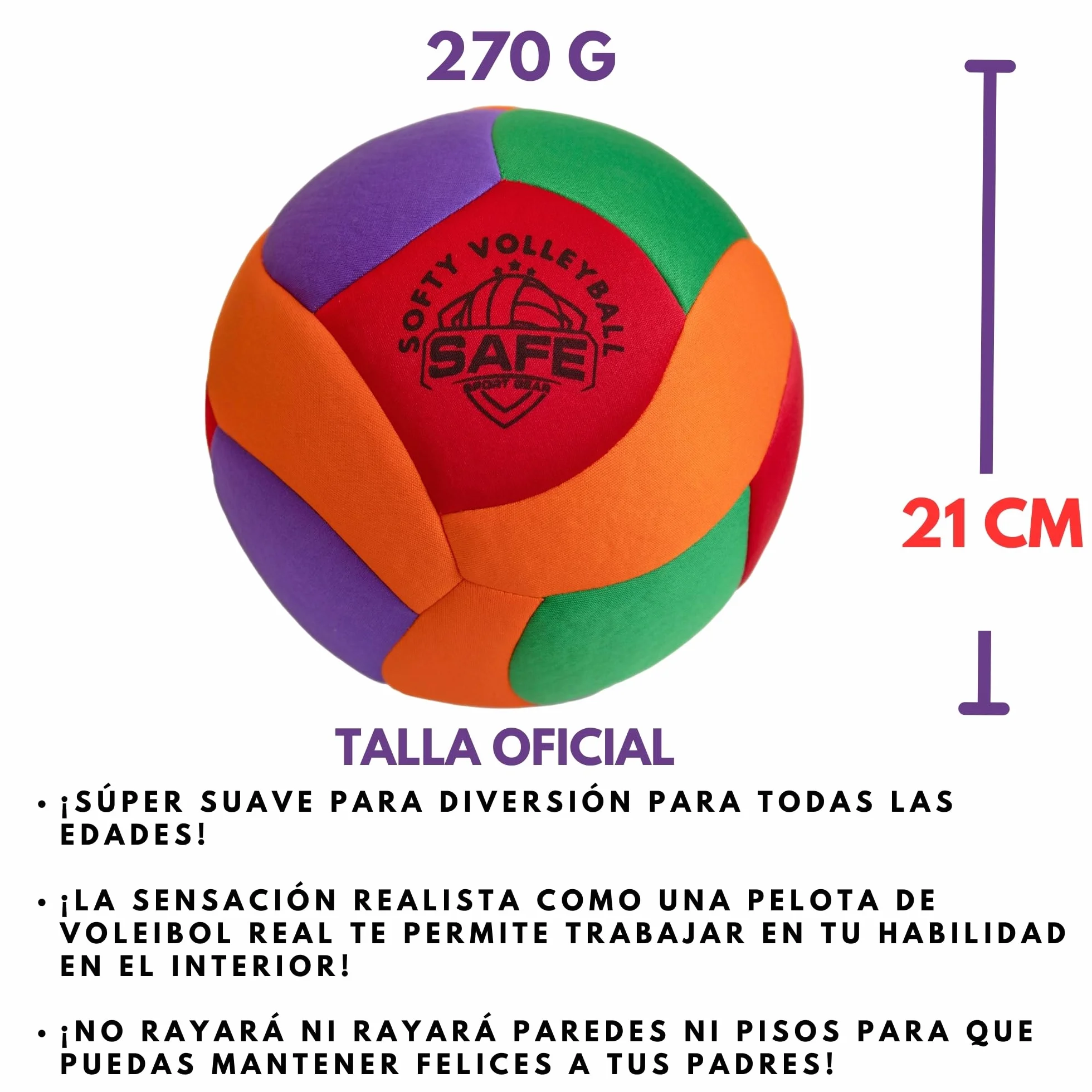 Safe Sport Gear Softy Volleyball - Balón de Voleibol Suave para Niños con Rebote Realista