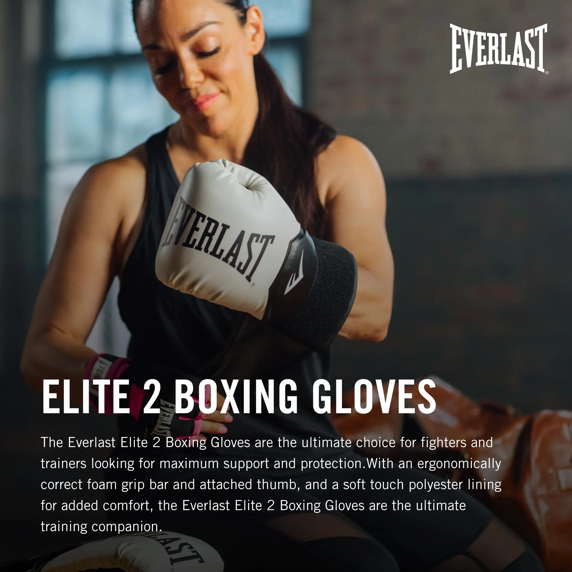 Everlast Elite 2 Boxing Gloves for Bags Mitt Sparring Hook and Loop Strap