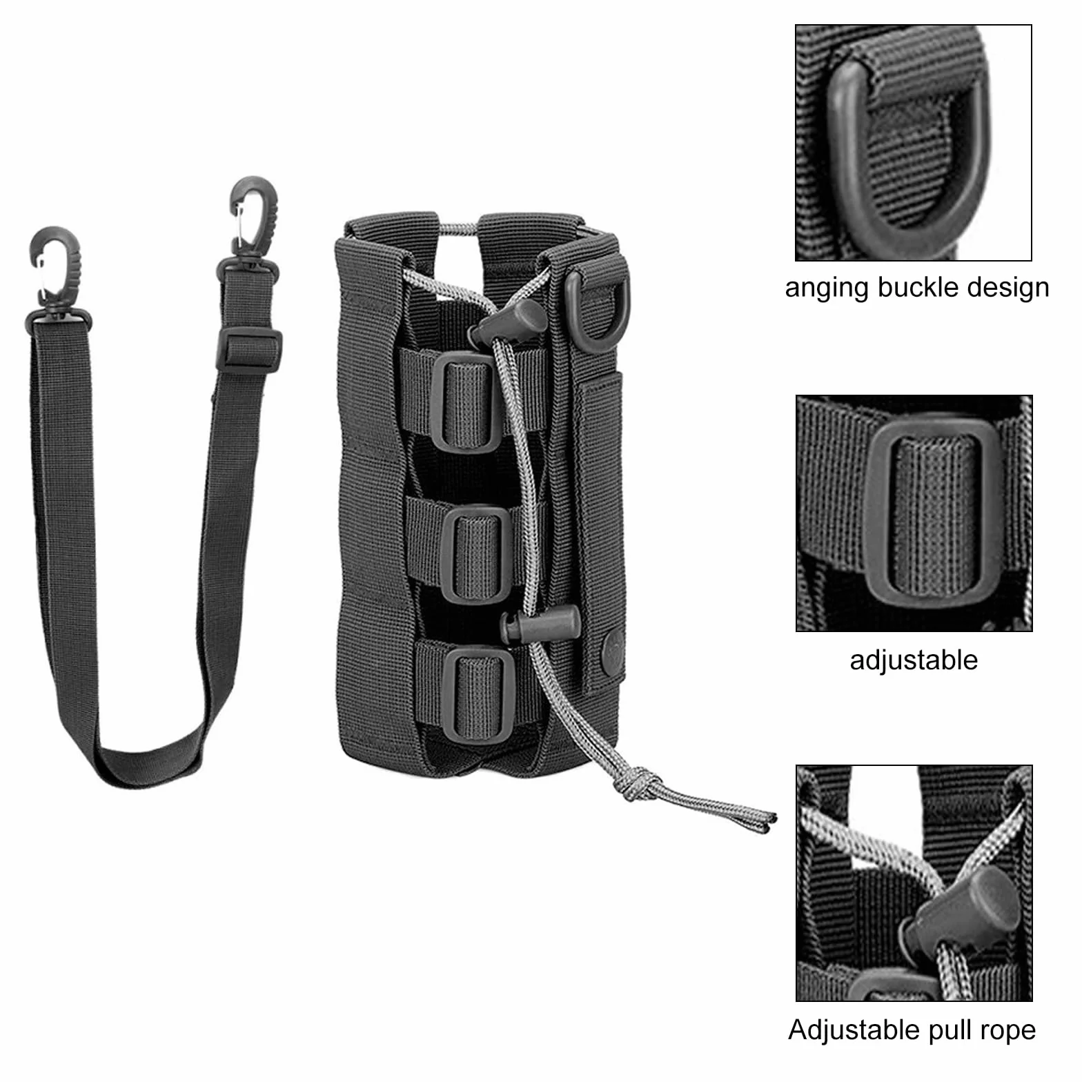 Soporte para botellas de agua ajustable de nailon para mochila, resistente al agua para camping