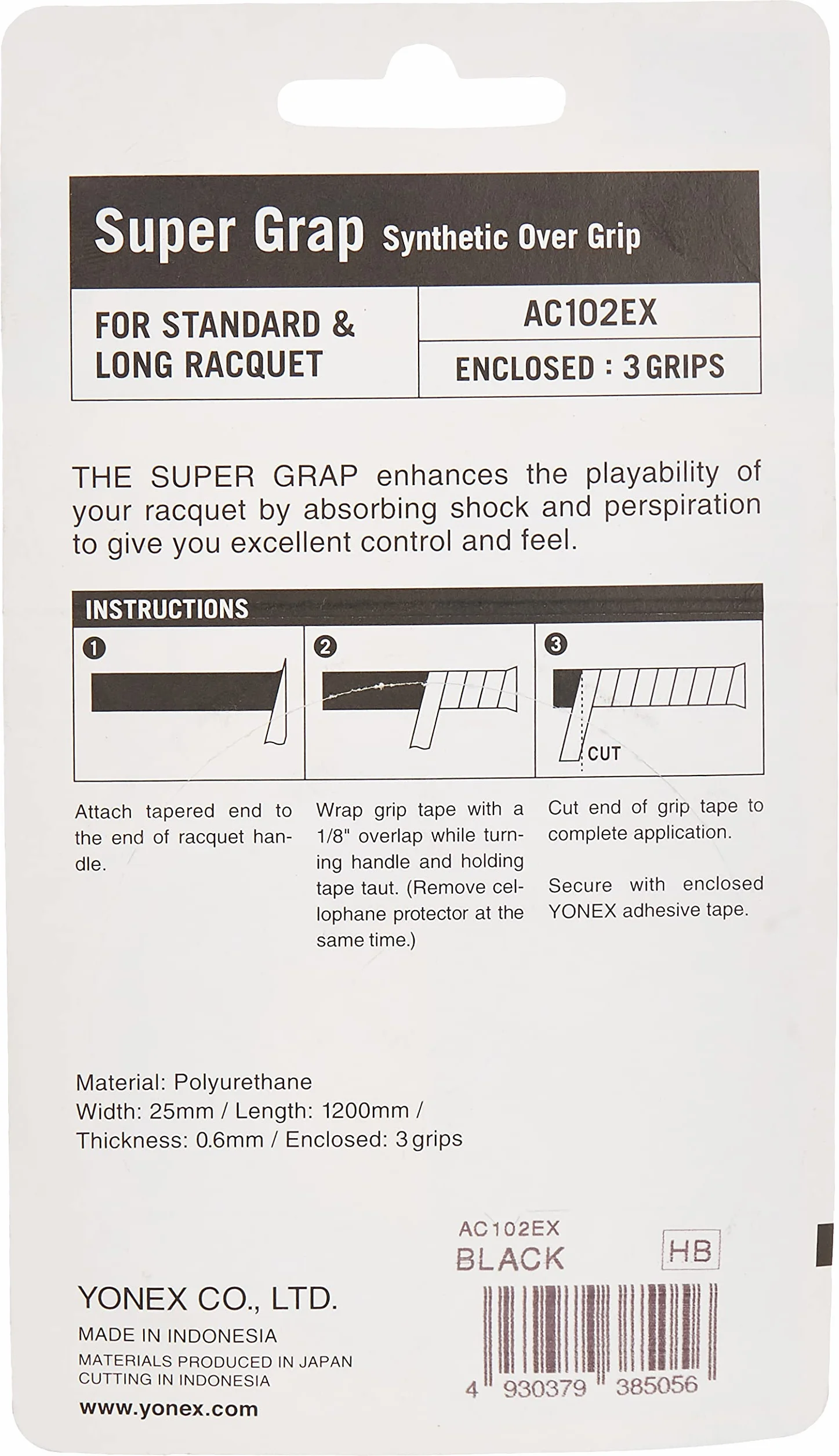 Yonex Super GRAP Overgrip 3er Mango Raqueta Tenis