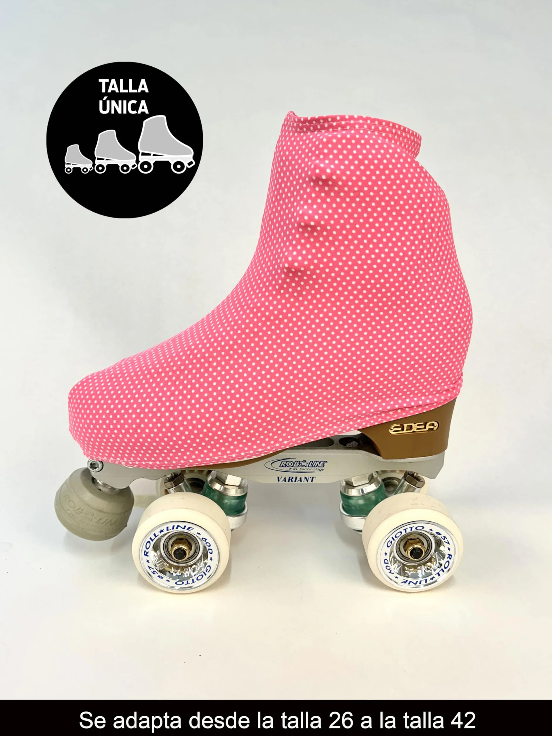 Funda Patín Skate Profesional 180 Densidad Talla Universal Adulto y Niños Topos Rosa
