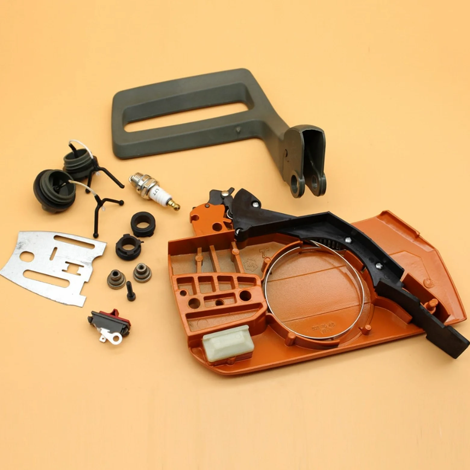 Cubierta de Embrague, Placa de manija de Freno, Engranaje helicoidal, Conjunto de Tapa de Aceite de Combustible Apto for Husqvarna 268 272 XP 266 66 61, Piezas de Repuesto de Motosierra