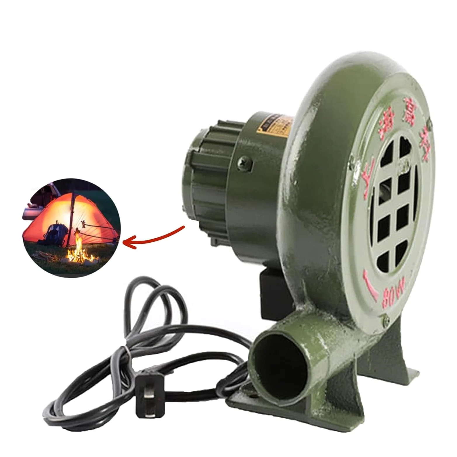 Hinchable Ventilador De Aire Eléctrico - 220V Soplador De Aire Eléctrico Centrífugo, BBQ Que Cocina El Ventilador Manual, Parrilla del Encendedor del Carbón De Fan, para Camping/Picnic(100W)