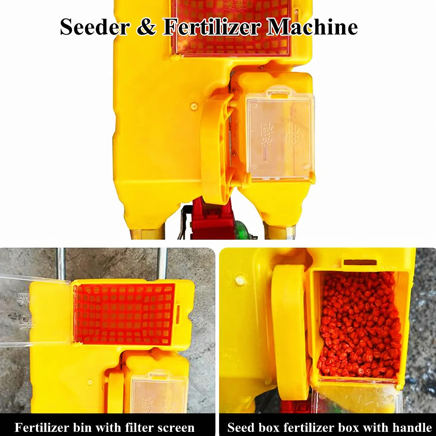 sembradoras manuales. Aplicador de Semillas y Fertilizantes portátil con Rodillo Empuje Manual, esparcidor precisión Metal for césped, jardín Granja, 6 boquillas(8 Mouths)