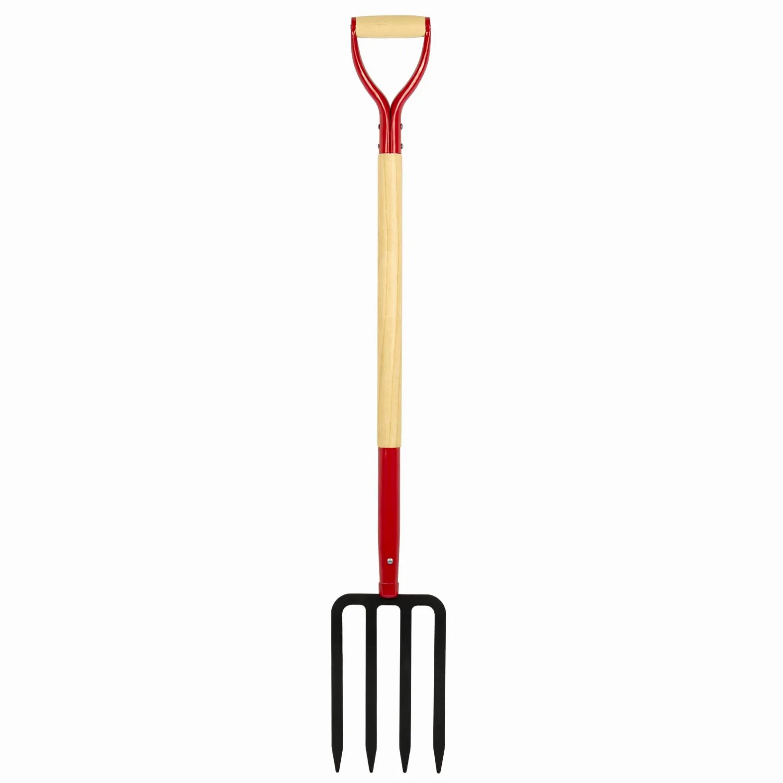 Tenedor de jardín resistente para excavar, tenedor de paso de 4 dientes para abono de jardinería, tenedor de jardín con mango de madera, 45 pulgadas