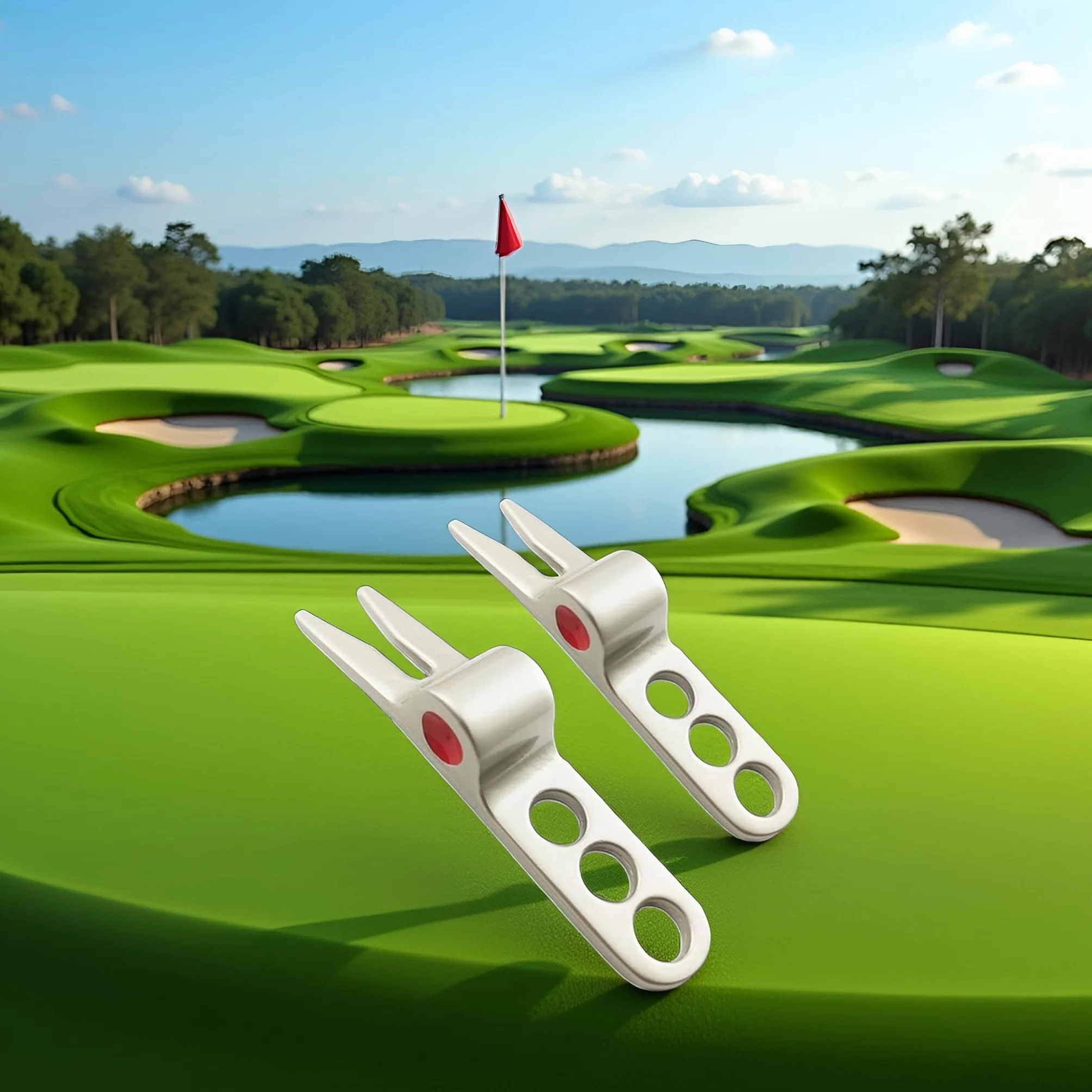 Herramientas de reparación de horquilla de golf plateadas compatibles con Cameron Scotty