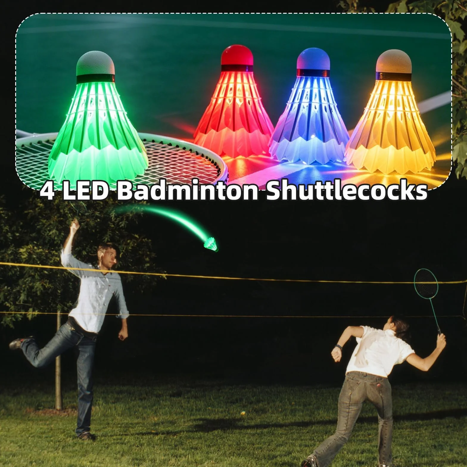 Binnan 4 Piezas Volante Bádminton LED Brillante para Deportes Interior Exterior Duradero