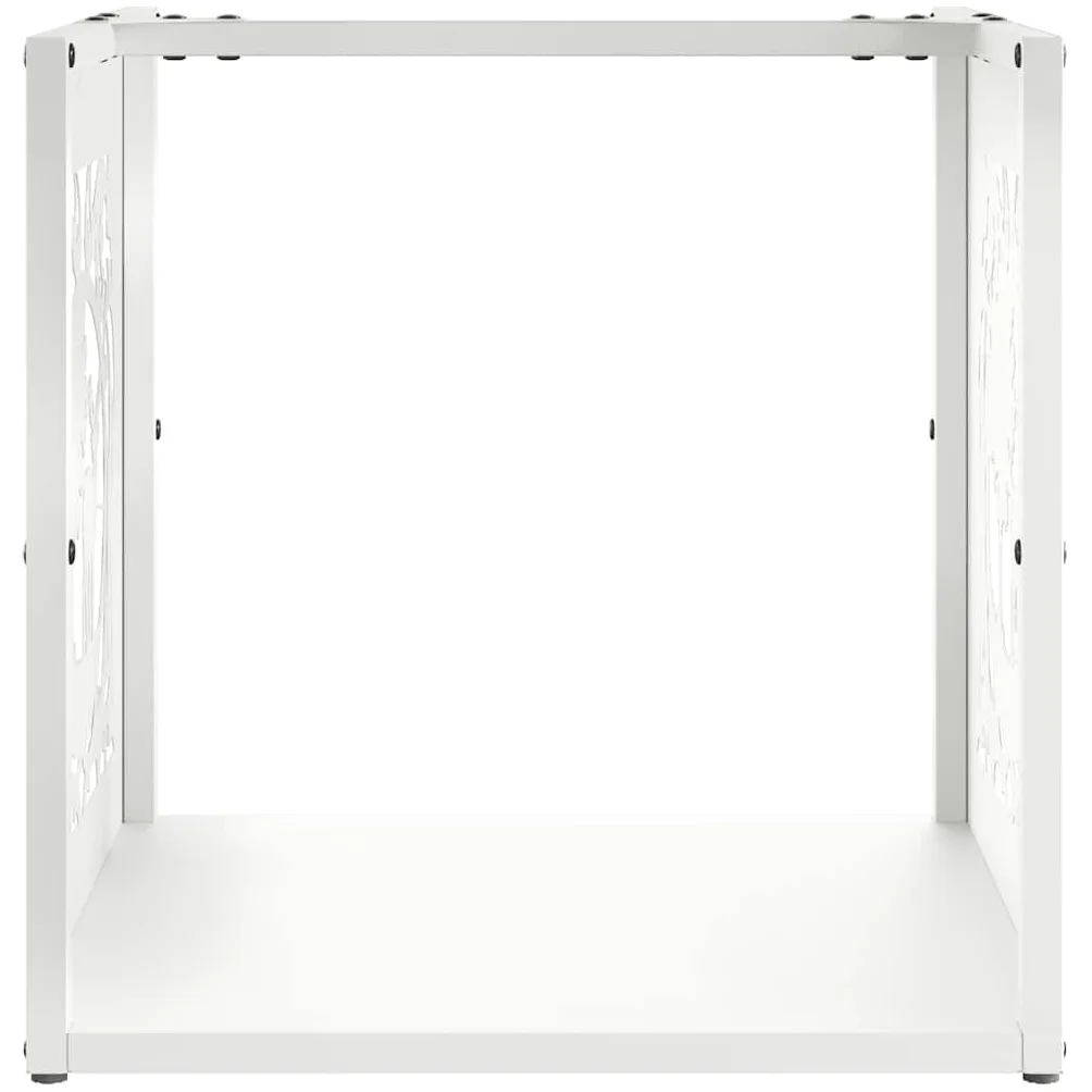 Estantería para leña blanca de acero laminado en frío, 40 x 40 x 40 cm, soporte estable para leña para interior y exterior, almacenamiento de madera de gran capacidad, ideal para salón, terraza