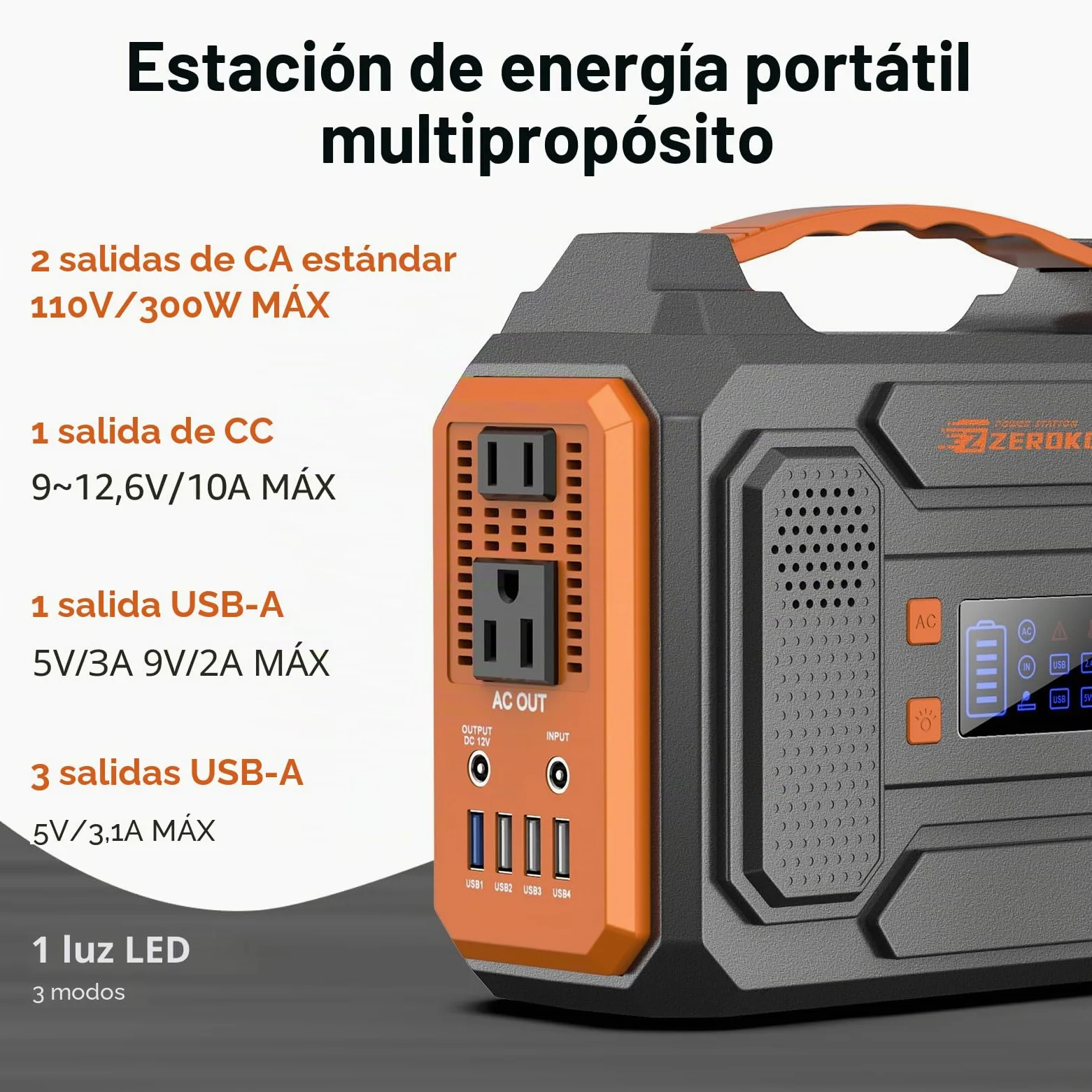Generador solar portátil, estación de energía portátil de 300 W con panel solar plegable de 60 W, onda sinusoidal pura de 110 V, paquete de batería de litio de 280 Wh con salida de CA CC para uso en