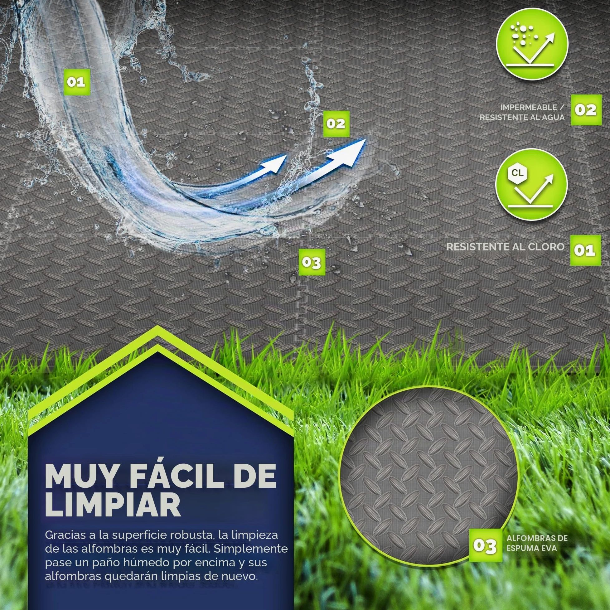 tillvex Juego de 24 alfombrillas de protección térmica para piscina al aire libre