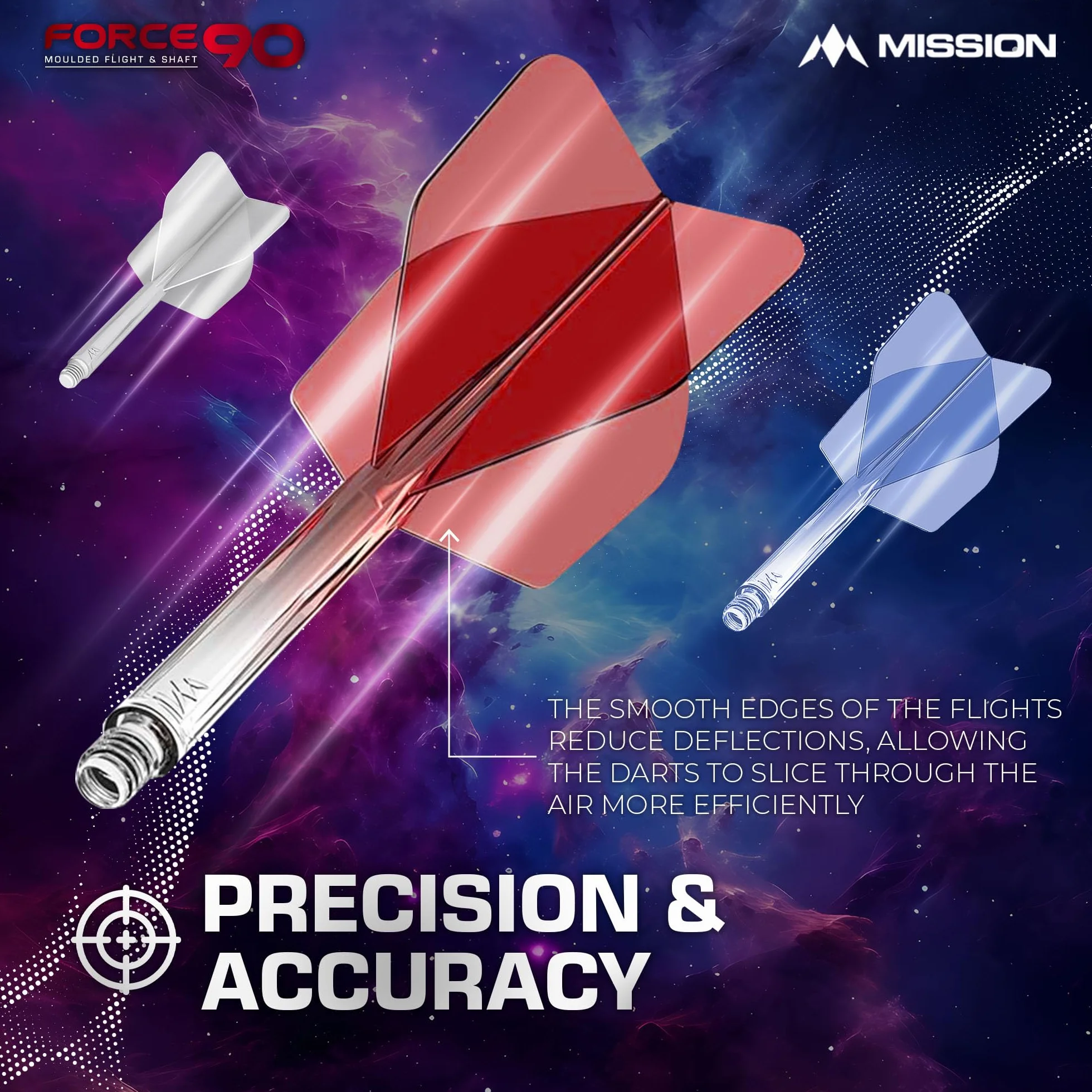 Mission Darts Force 90 Sistema integrado de vuelo y eje de dardos 2 en 1 Paquete de 3 Estándar n.º 6