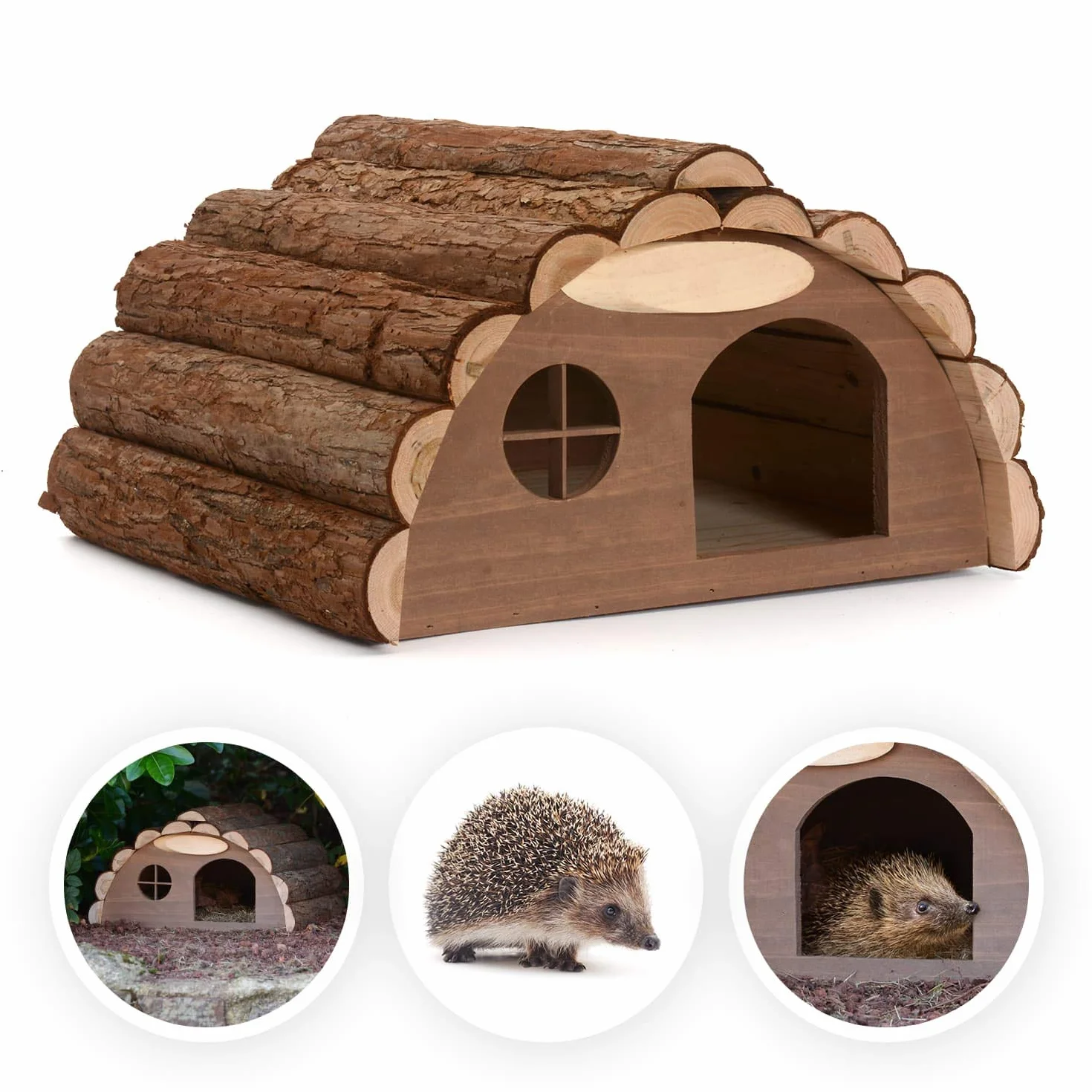 CKB LTD Casa de Erizo de Madera o Conejillo de Indias Refugio al Aire Libre Fuera de la casa de hábitat, el Hotel también se Puede Utilizar para hibernación hogar para Refugio de jardín 33,5x34x19cm