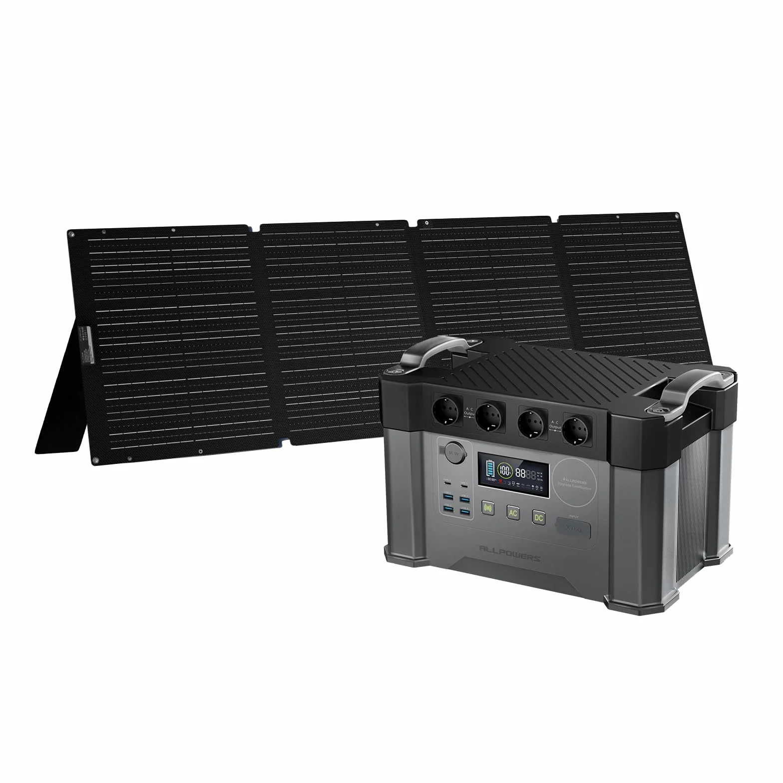 ALLPOWERS S2000 Pro Estación de energía portátil 2400W 1451Wh y SE200 de 200W Paneles solares de generador solar de salida de para autocaravanas, acampada, viajes