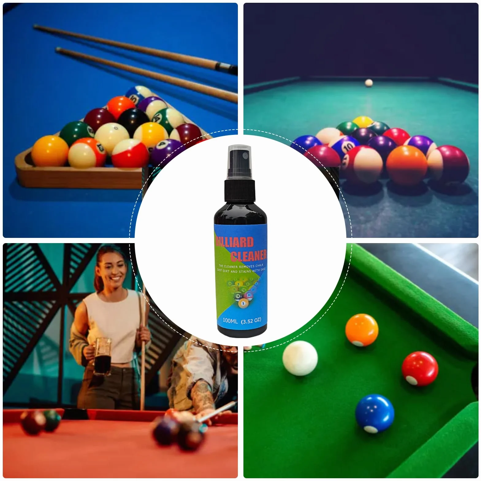 Limpiador de Bolas de Billar 100 ml Spray Pulido y Limpieza Profunda Mantenimiento