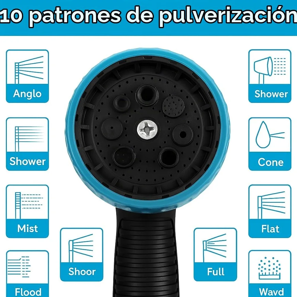 Manguera Extensible Jardín 22,5 m / 75 FT, Manguera Flexible Antitorsión con Látex 3 Capas y Tejido 3750D, Pistola de Riego 10 Funciones, Conectores Metálicos, Bolsa y Gancho