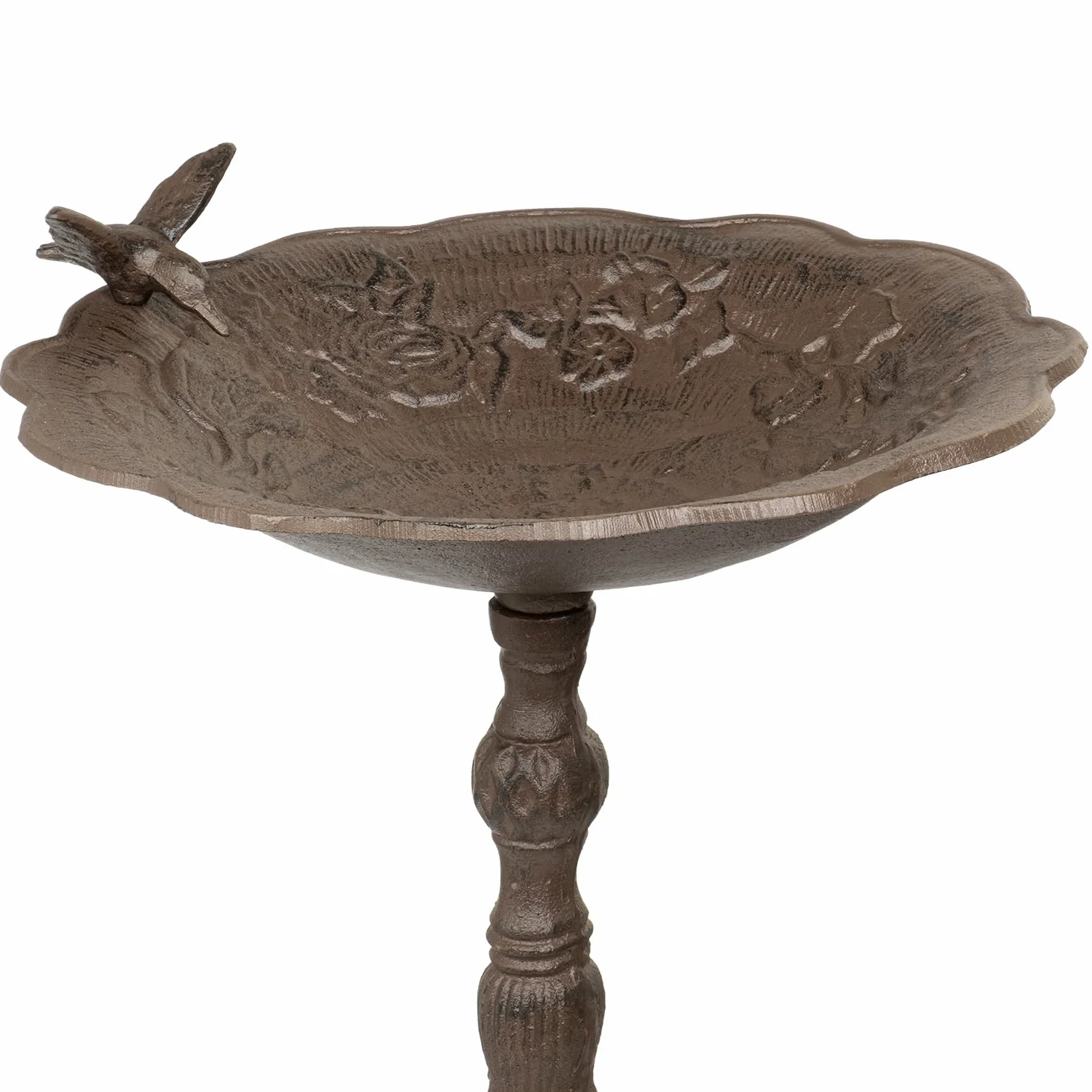 Moritz Bebedero para pájaros de hierro fundido con soporte, diseño antiguo, 72 cm de alto, color marrón