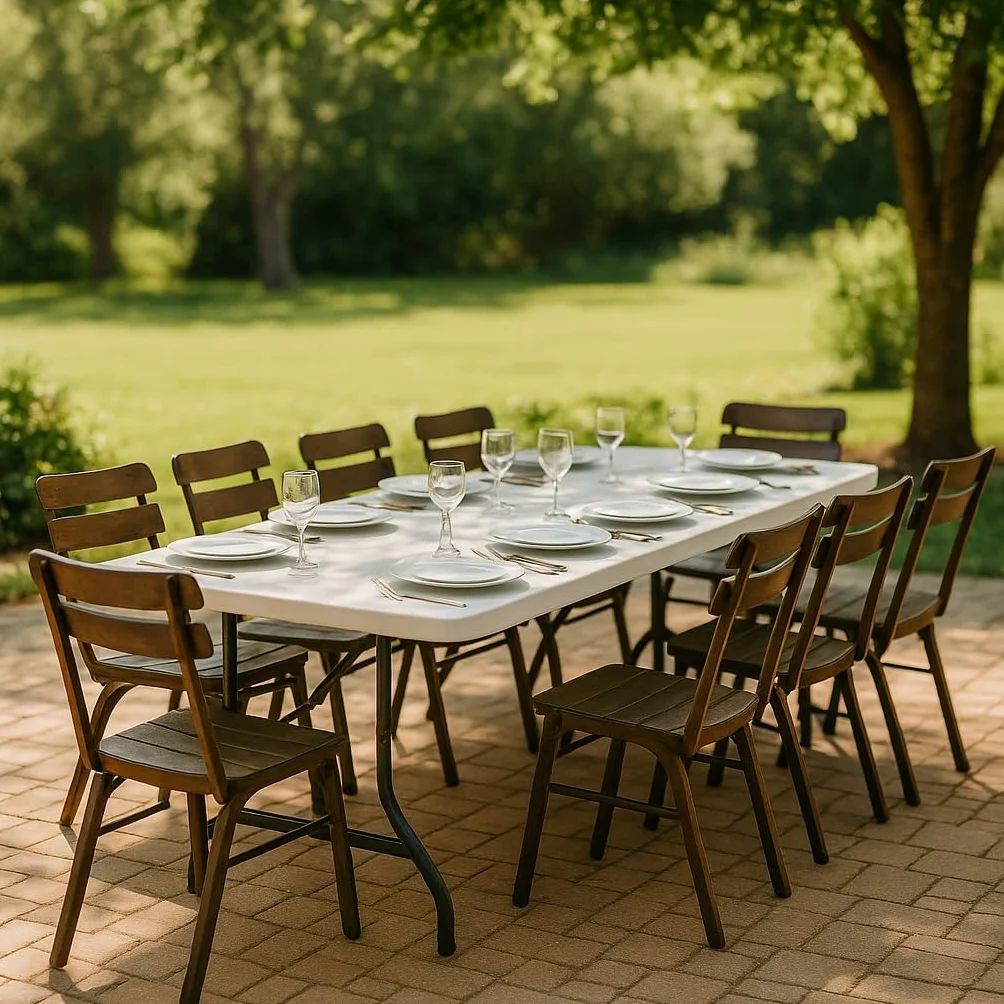 Brigros - Mesa Plegable de jardín Mesa de Camping, Buffet, Cocina | Mesas Plegables en maletín con asa Que Ahorra Espacio (180 x 70 x 74)