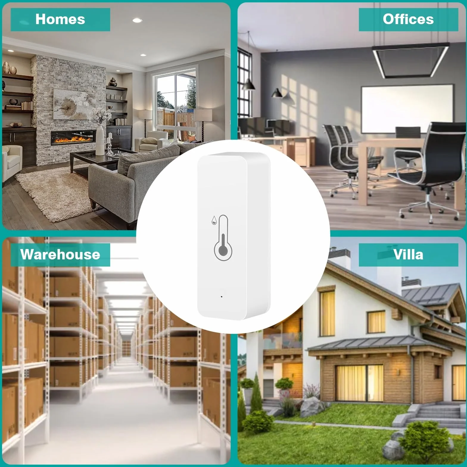 Jadeshay Termómetro Higrómetro WiFi Inteligente,4 Piezas Sensor Inalámbrico de Temperatura Humedad Digital Monitor de Ambiente para Hogar Oficina Invernadero y Bodega,Compatible con Smart Life Alexa